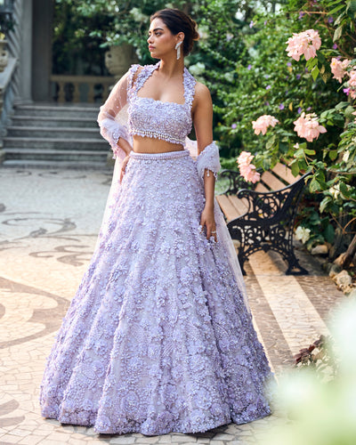 Chapelle Lilac Three-Dimensional Lehenga Set