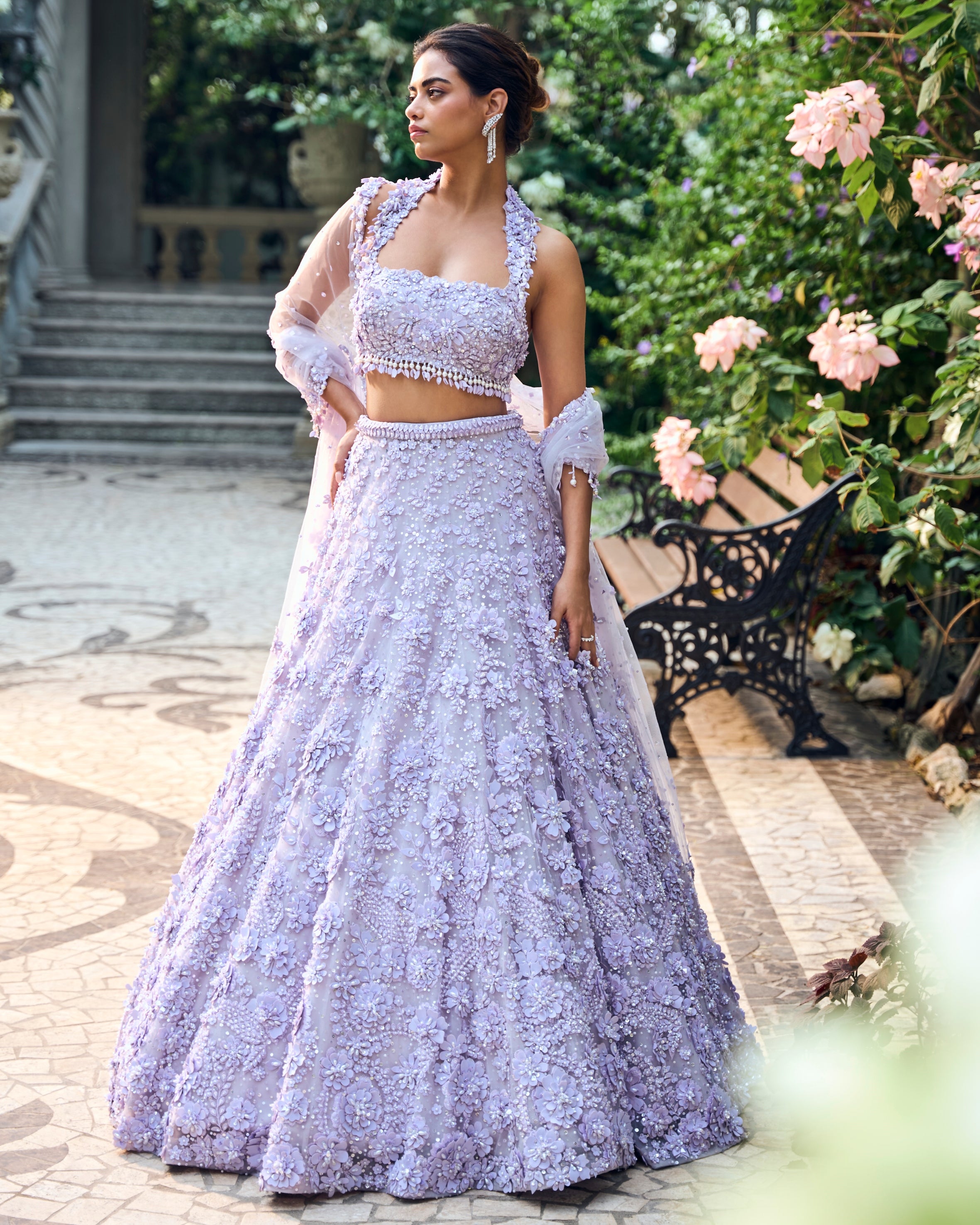 Chapelle Lilac Three-Dimensional Lehenga Set