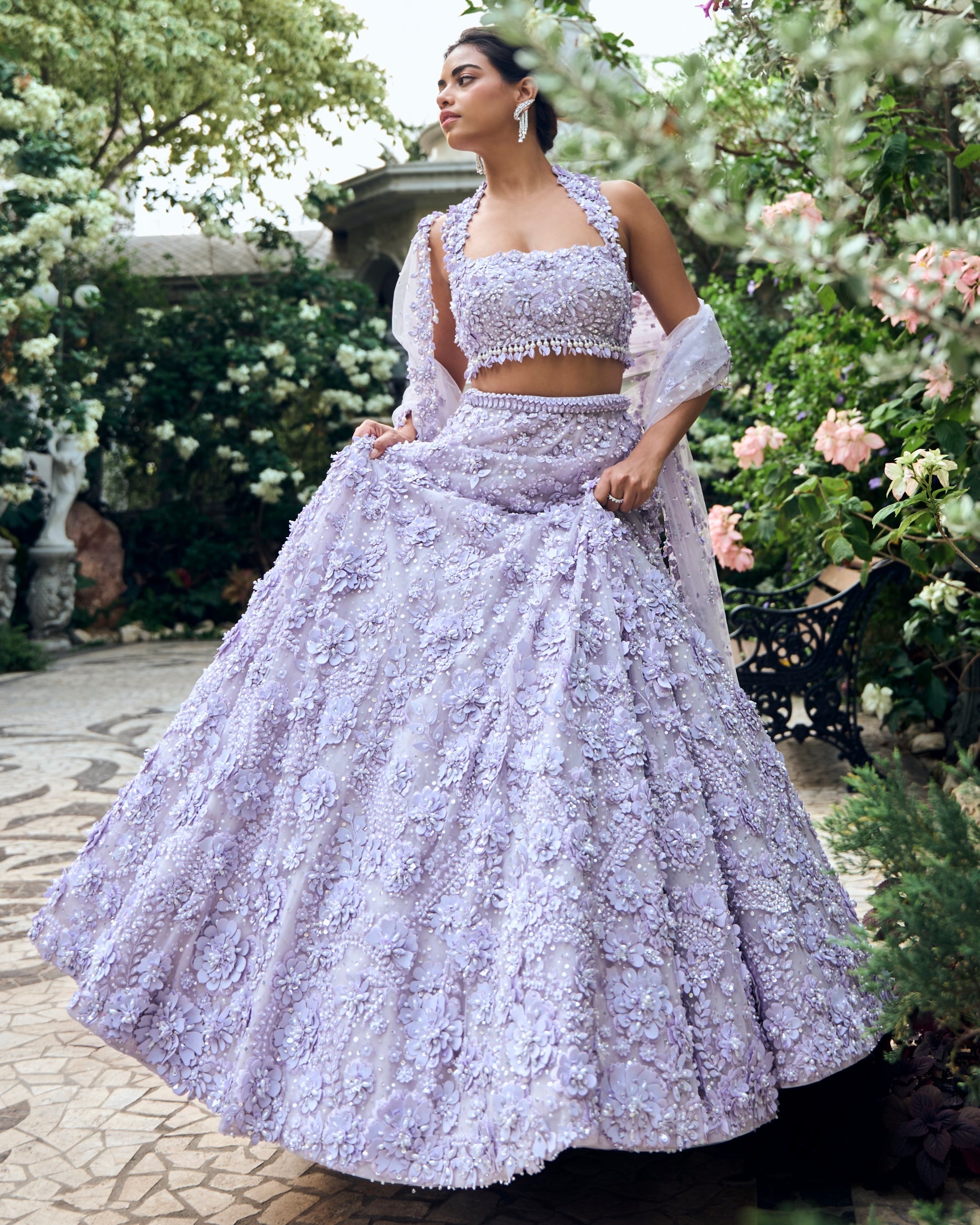 Chapelle Lilac Three-Dimensional Lehenga Set