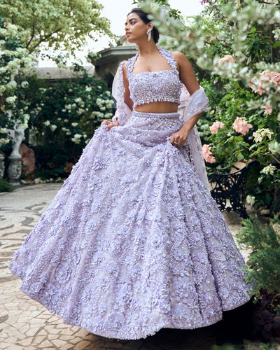 Chapelle Lilac Three-Dimensional Lehenga Set
