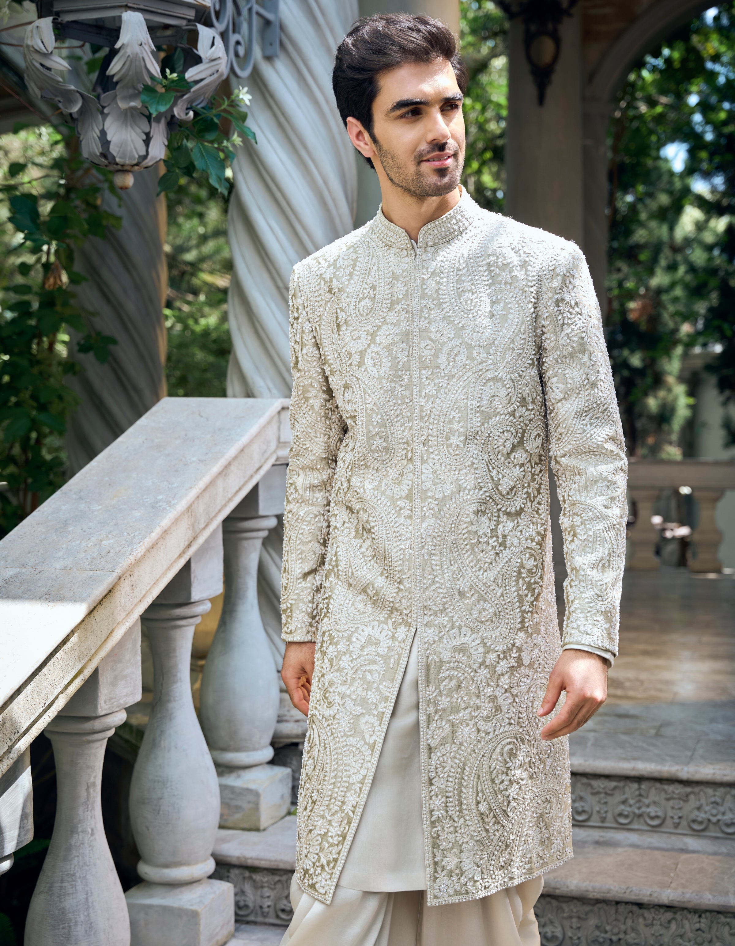 Chapelle Champagne Paisley Sherwani Set