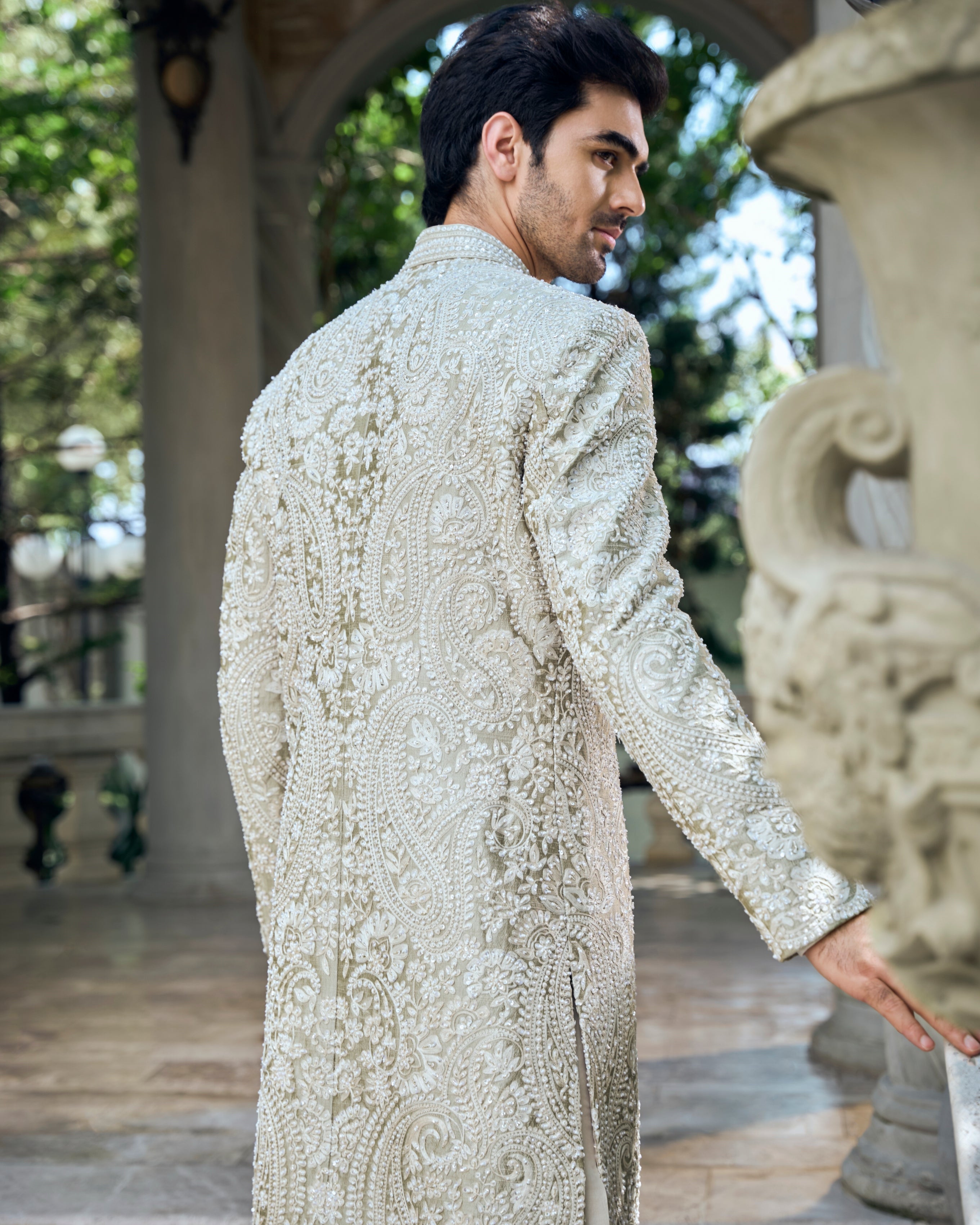 Chapelle Champagne Paisley Sherwani Set