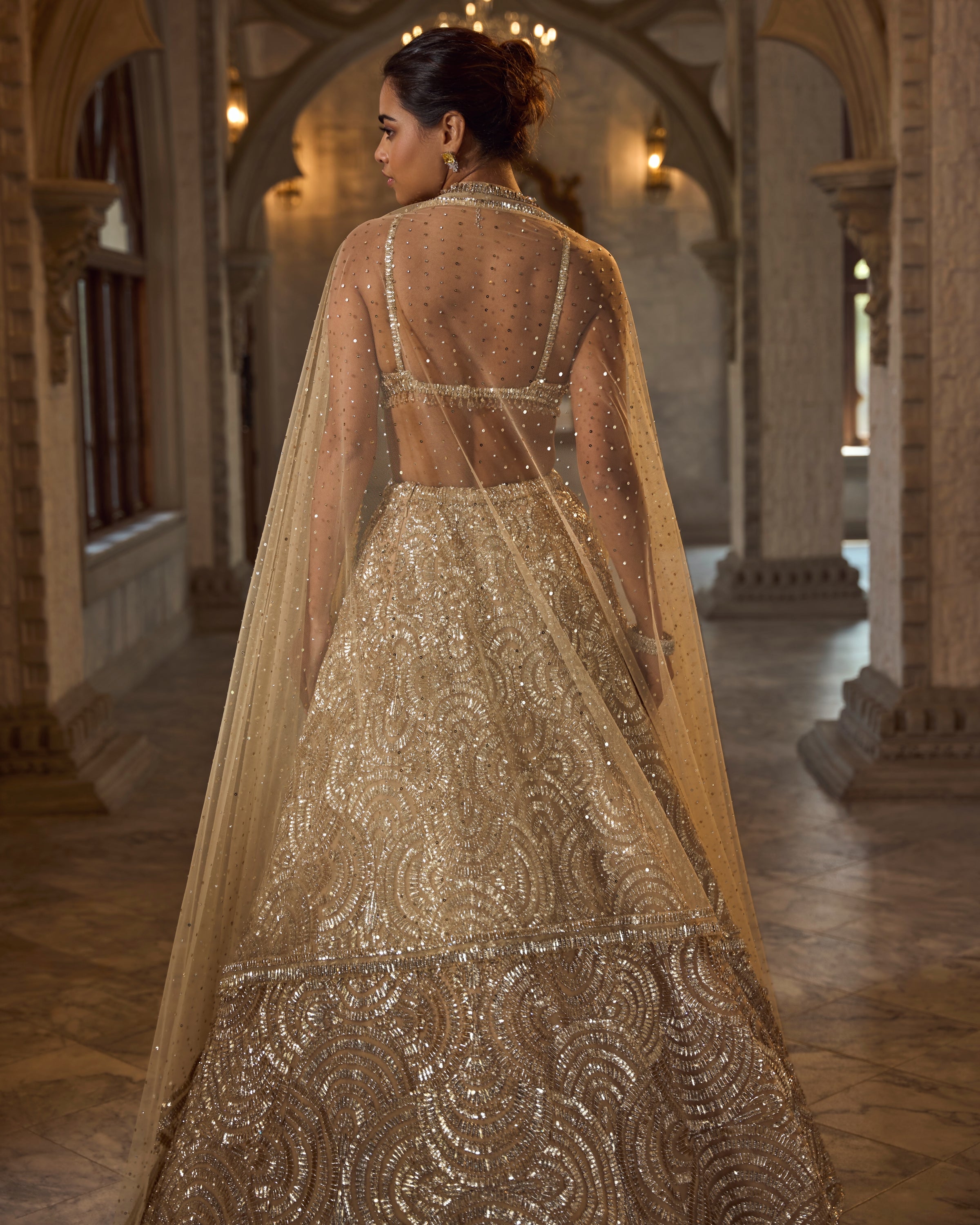Chapelle Gold Sequin Lehenga Set