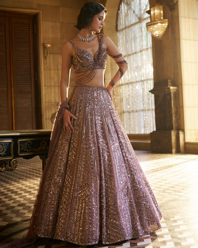 Dusty Mauve Sequin Lehenga Set