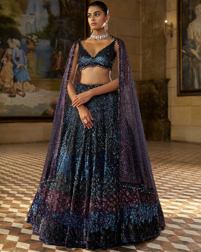 Multi - Coloured Sequin Lehenga Set