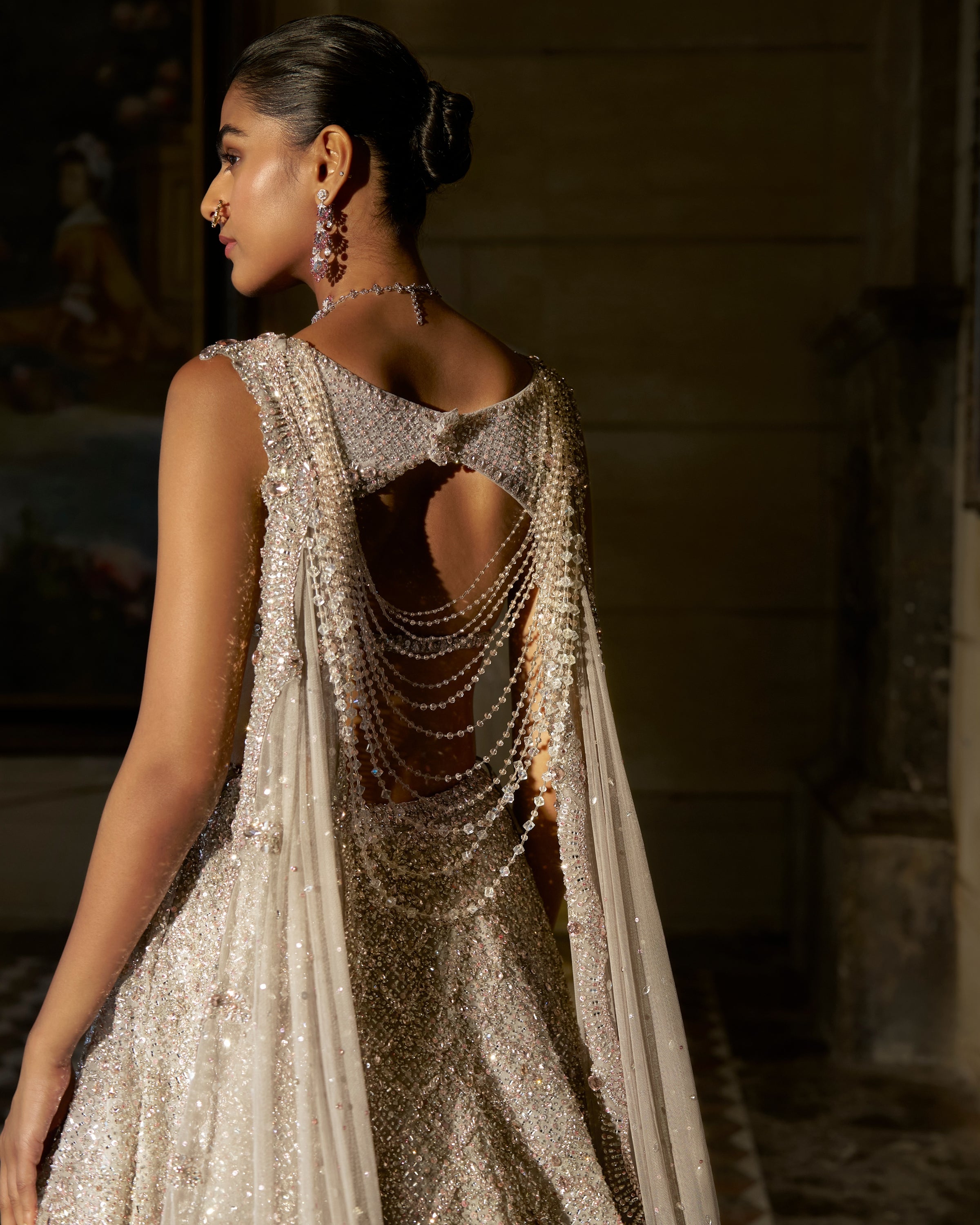 Pink Crystal Lehenga Set