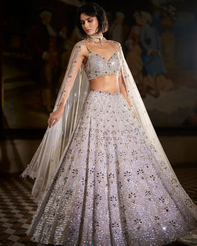 Blue Crystal Lehenga Set
