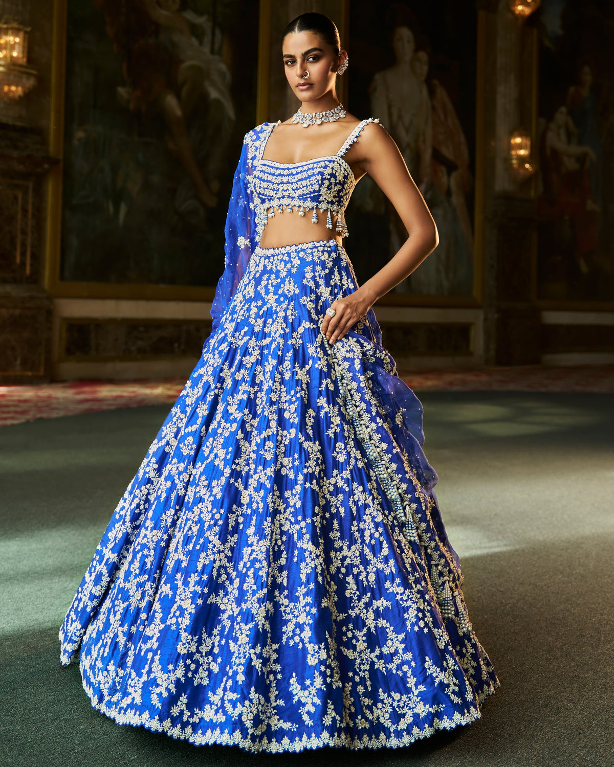 Blue Thread Work Lehenga Set