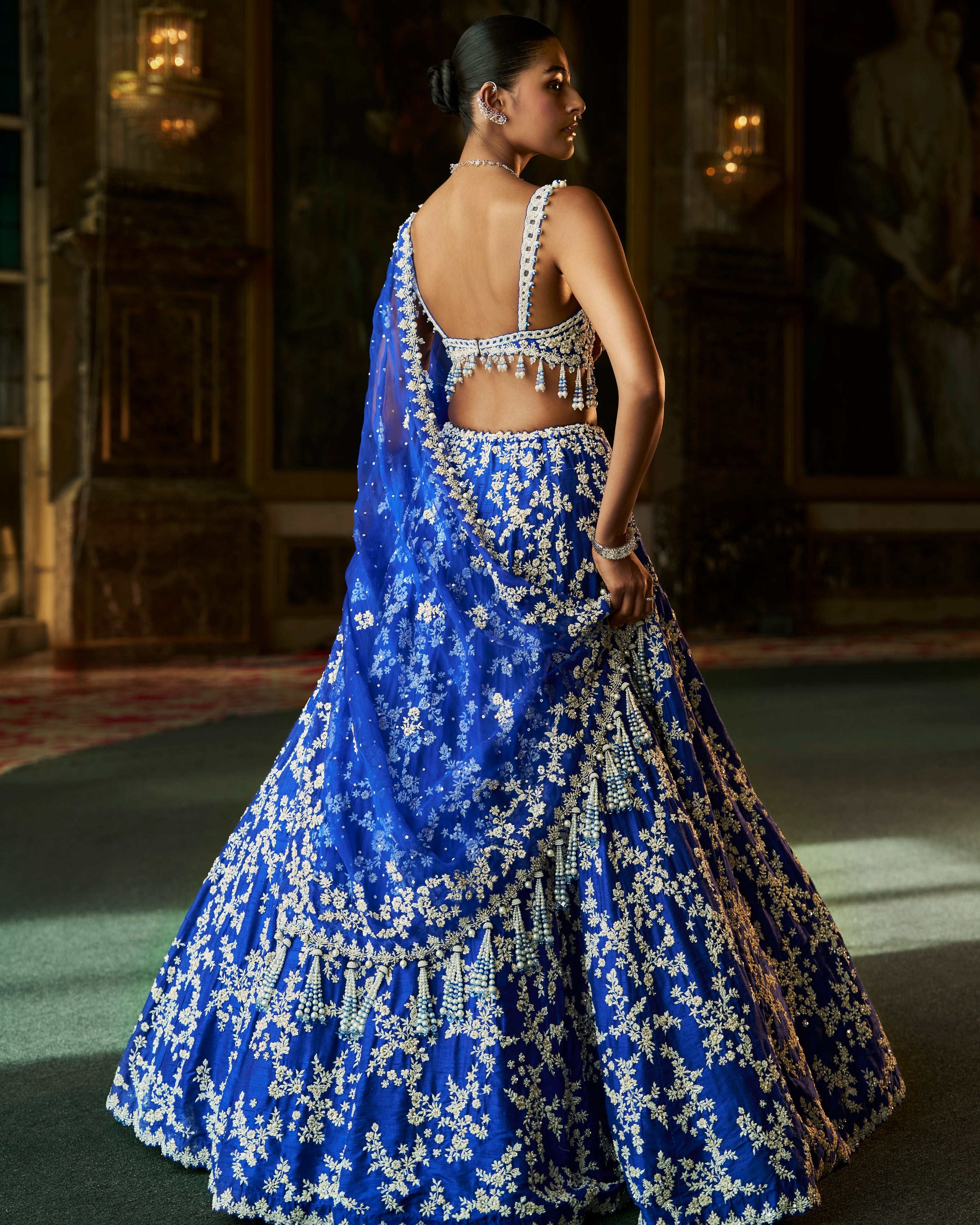 Blue Thread Work Lehenga Set
