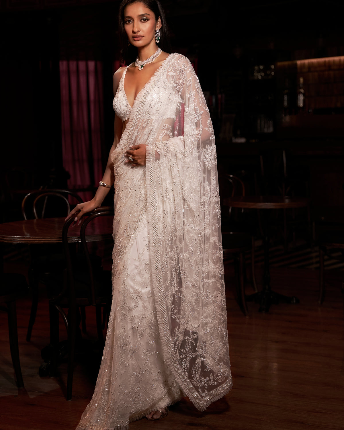 Ivory Pearl Sari