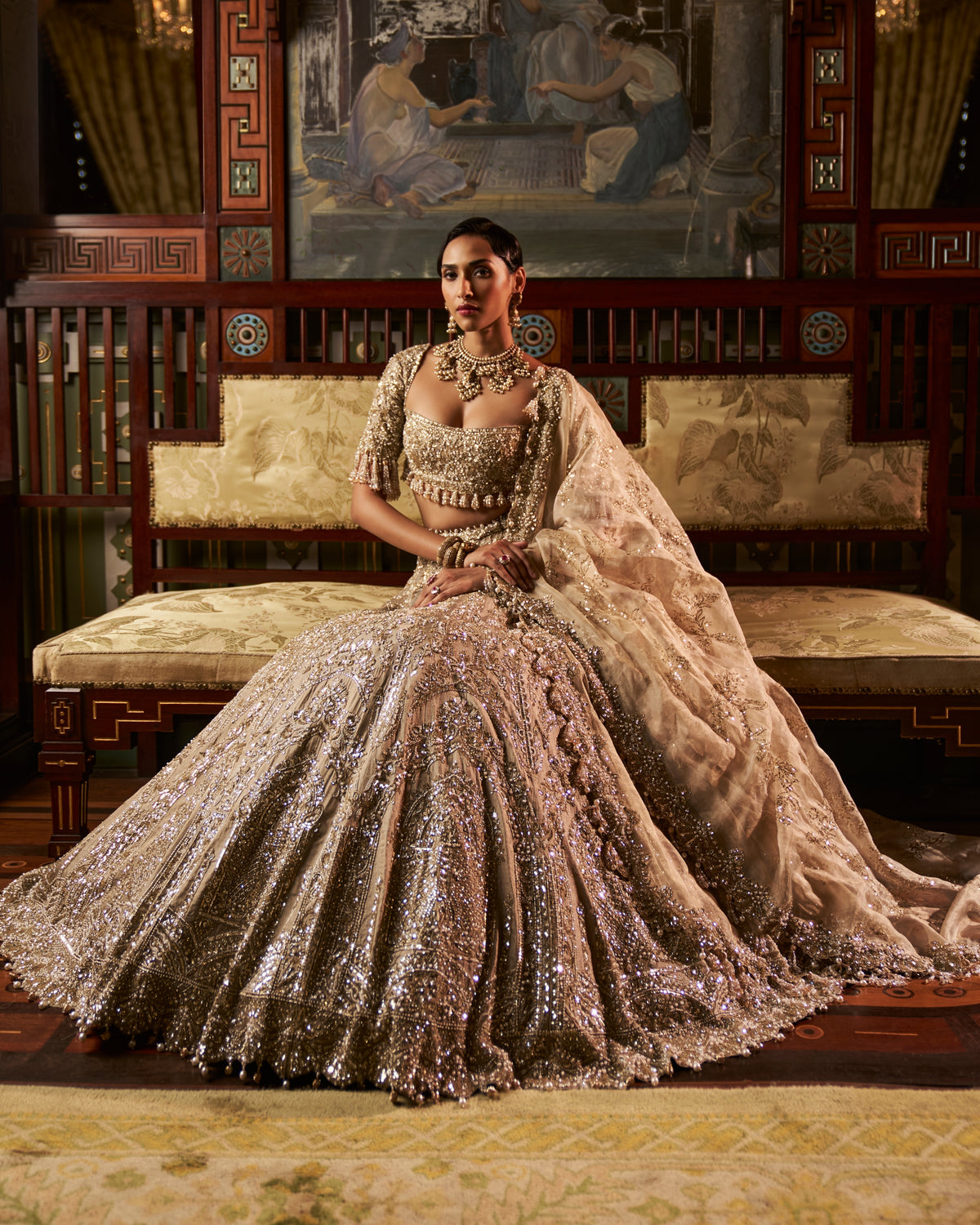 Falaknuma Gold Silver Tissue Lehenga Set