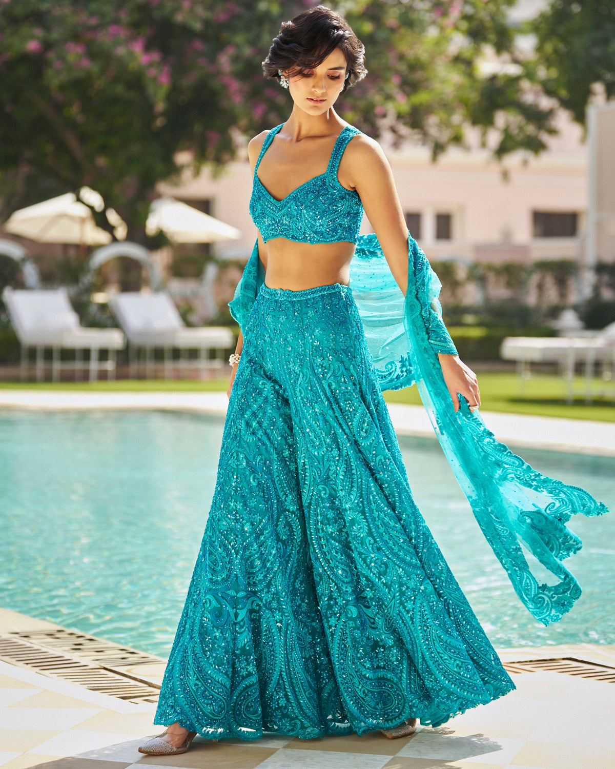 Fiori Turquoise Paisley Sharara Set