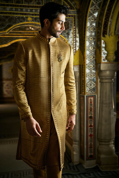 Vows Military Green Sherwani Set