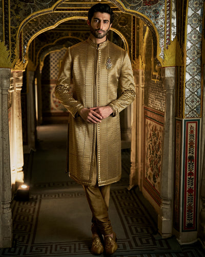 Vows Military Green Sherwani Set