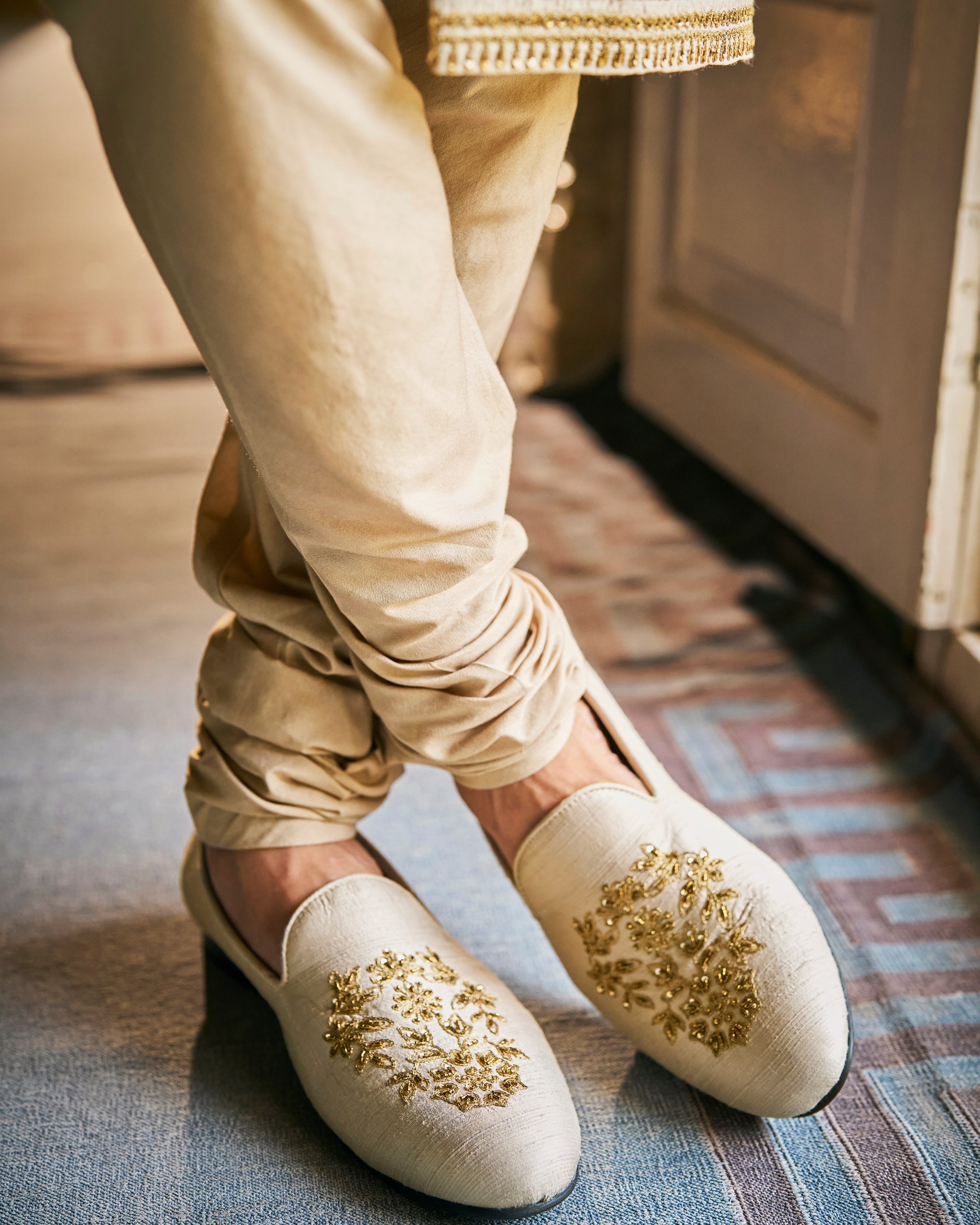 Vows Beige Zardosi Sherwani Set