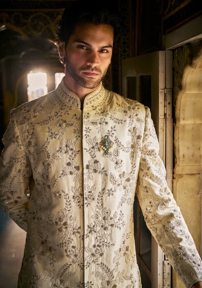 Vows Ivory Gold Sherwani Set