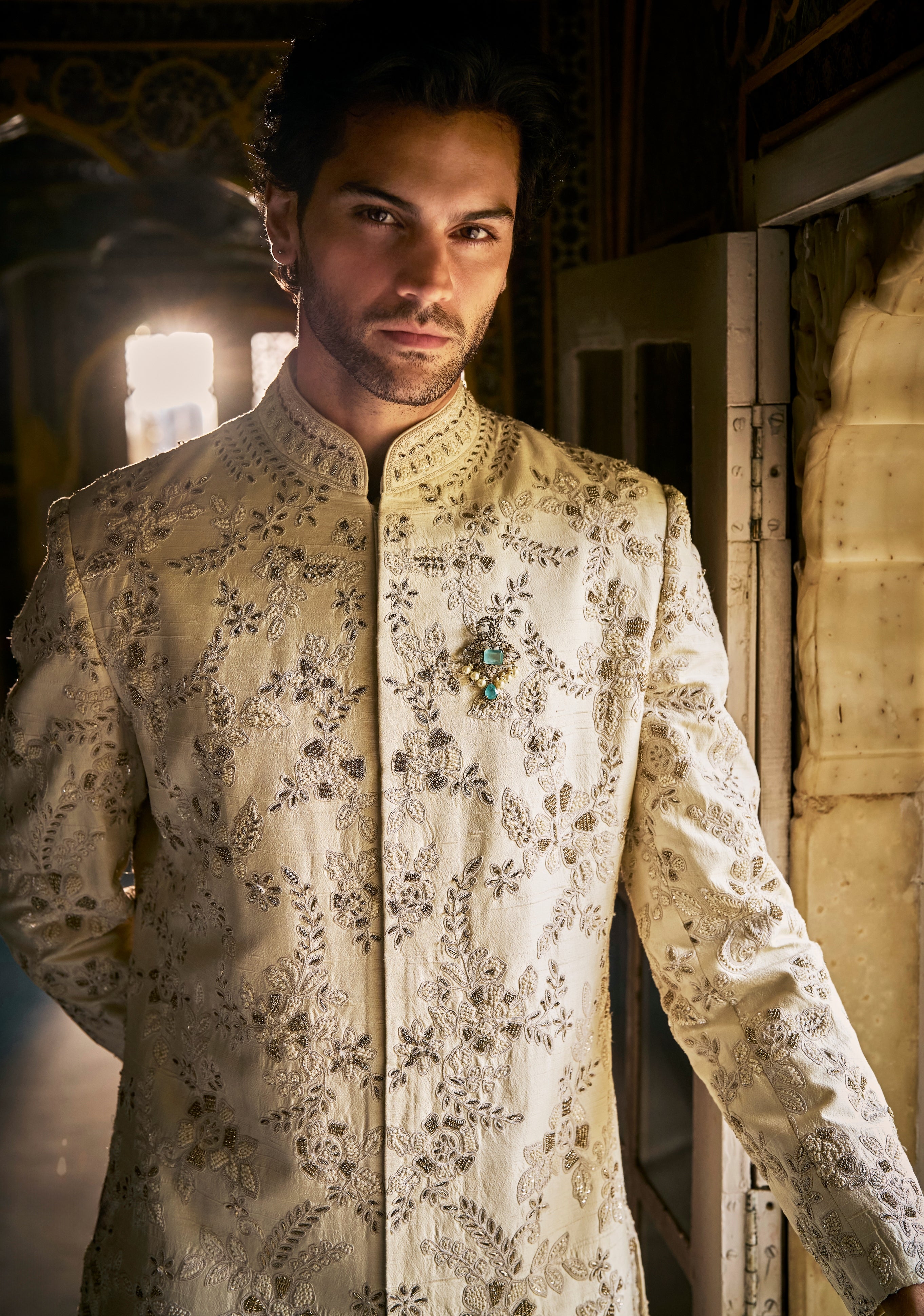 Vows Ivory Gold Sherwani Set