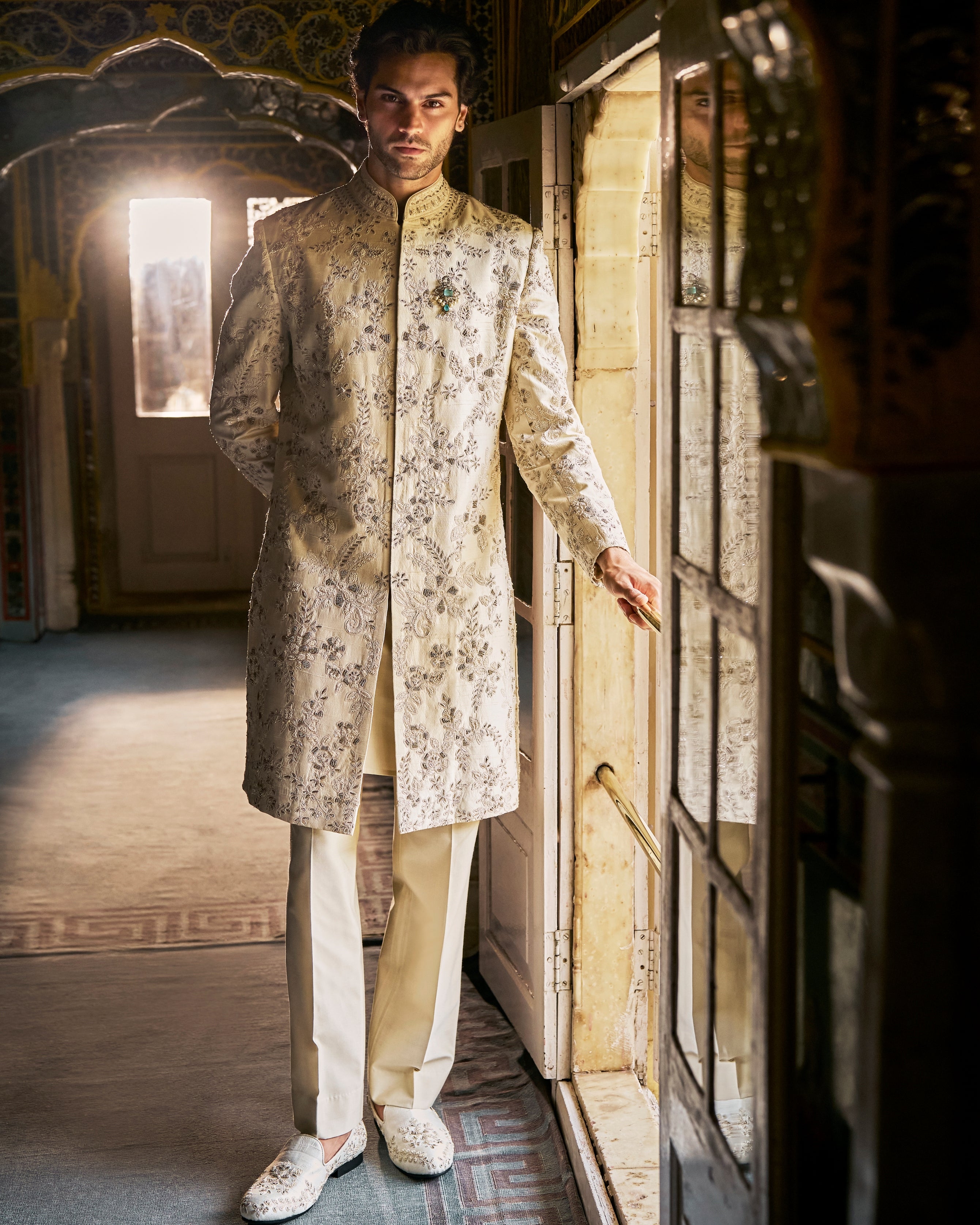 Vows Ivory Gold Sherwani Set