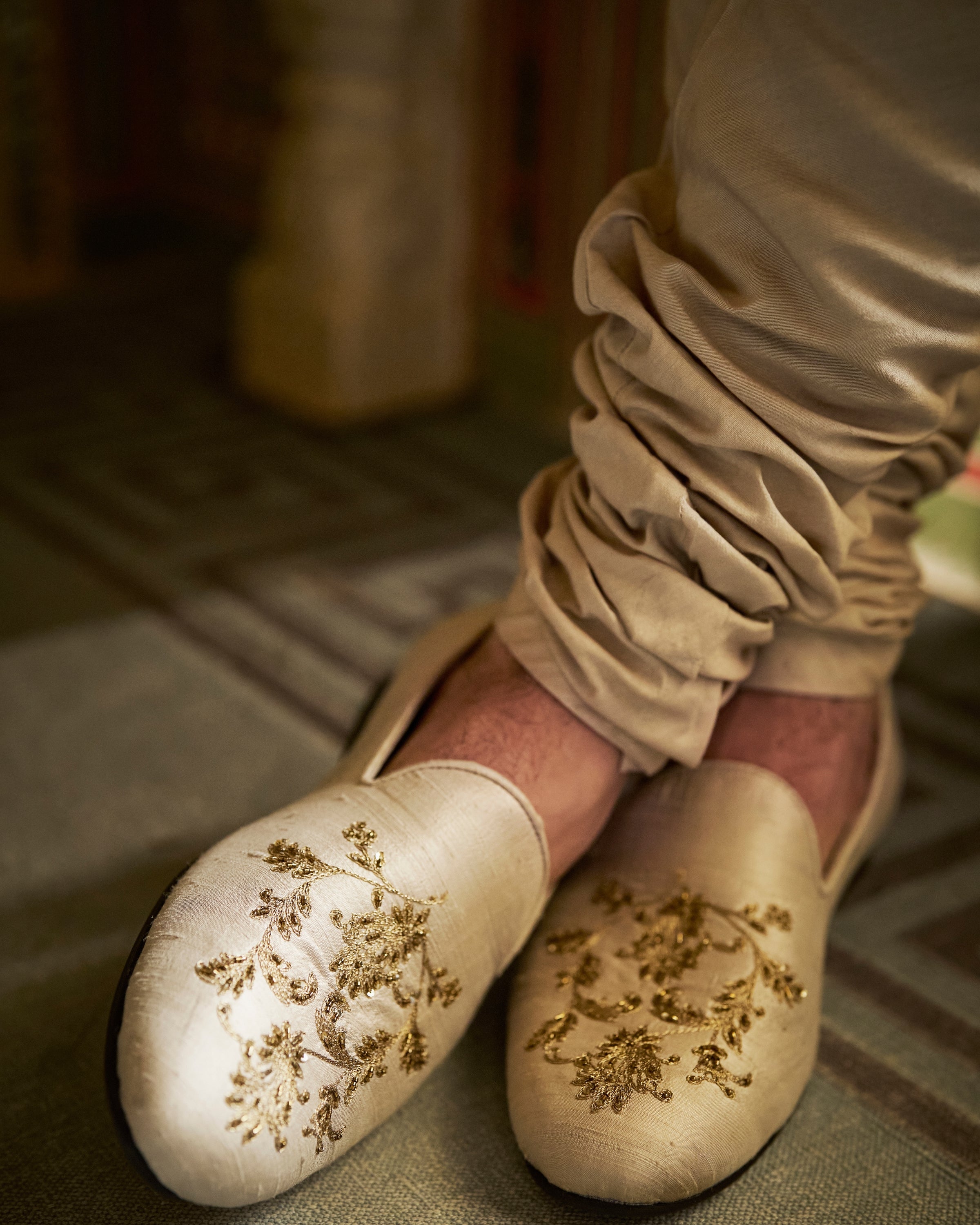 Vows Beige Zardosi Short Sherwani Set