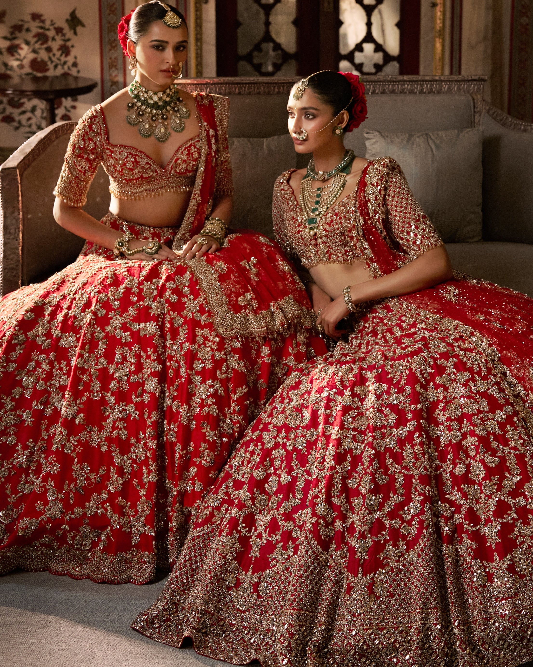 Red Vows Crystal Zardosi Lehenga Set