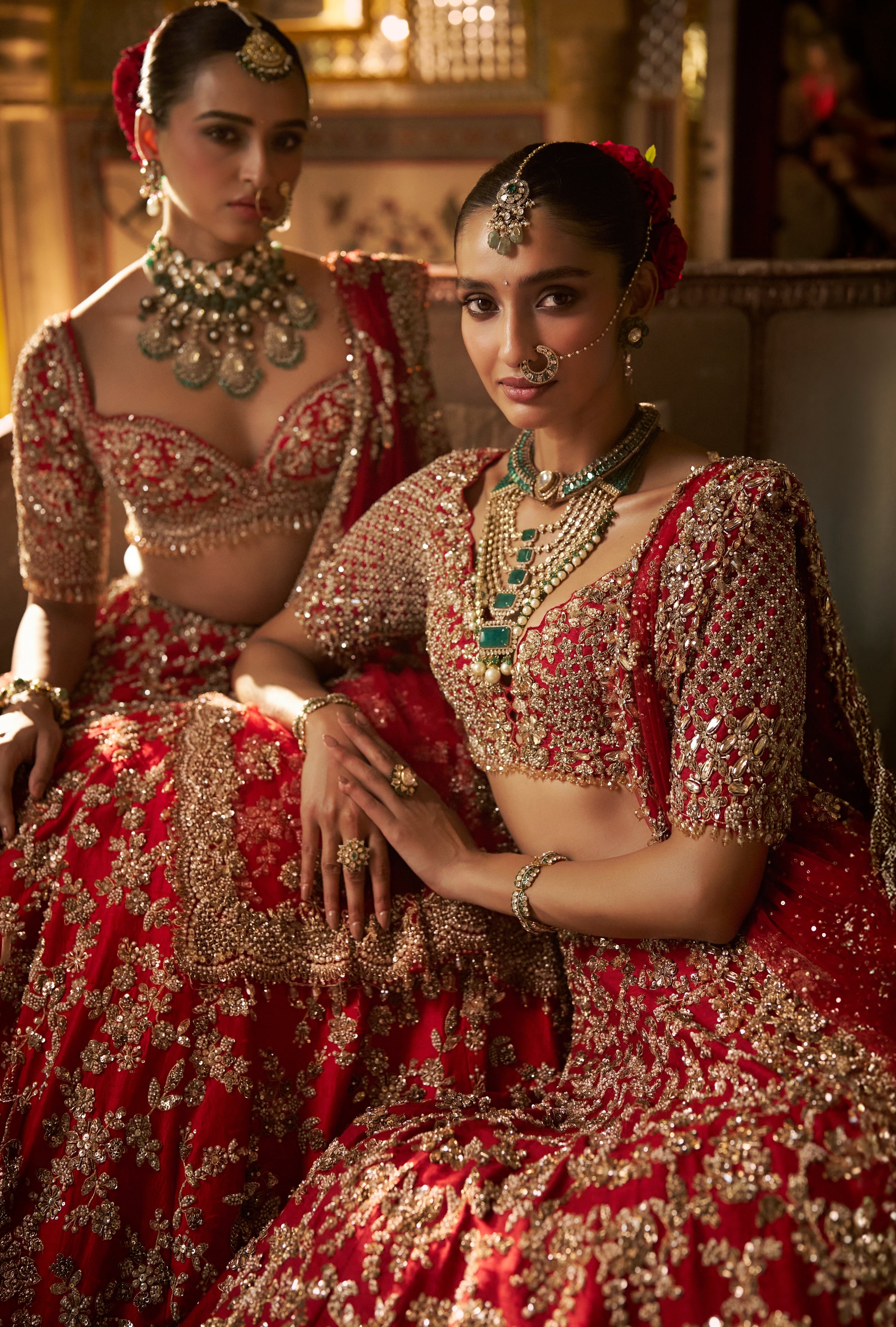 Red Vows Crystal Zardosi Lehenga Set