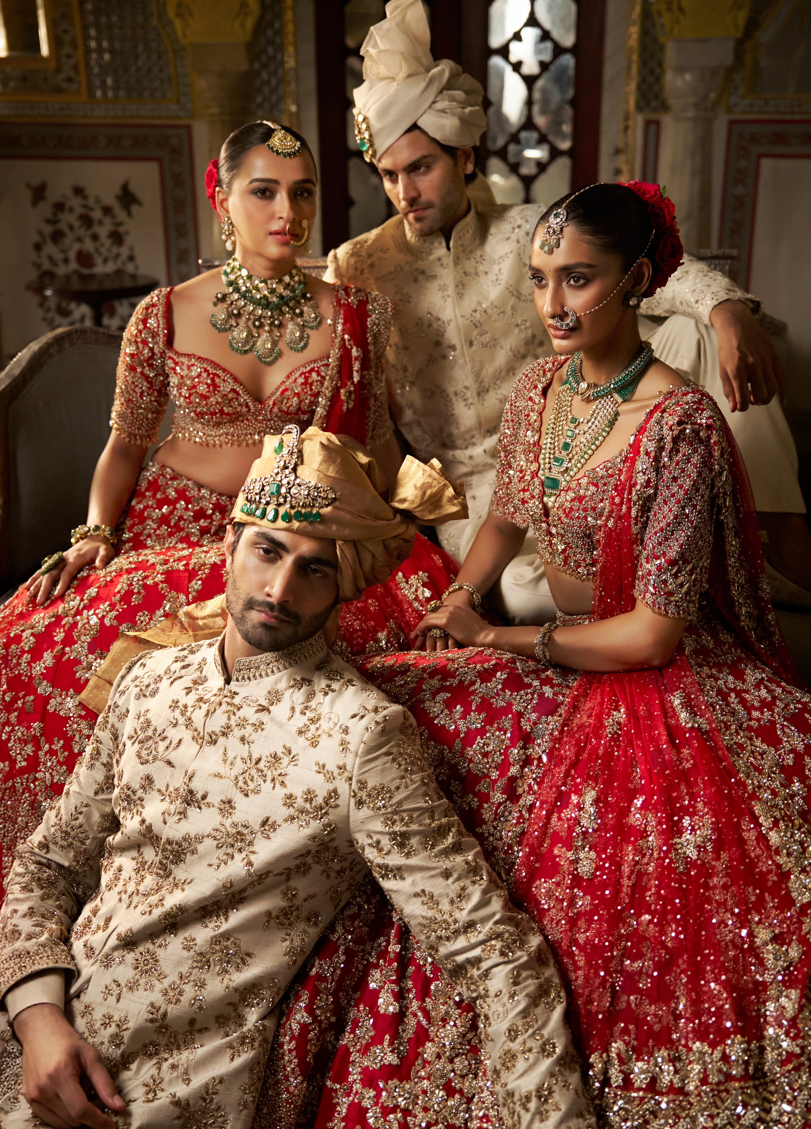 Red Vows Crystal Zardosi Lehenga Set