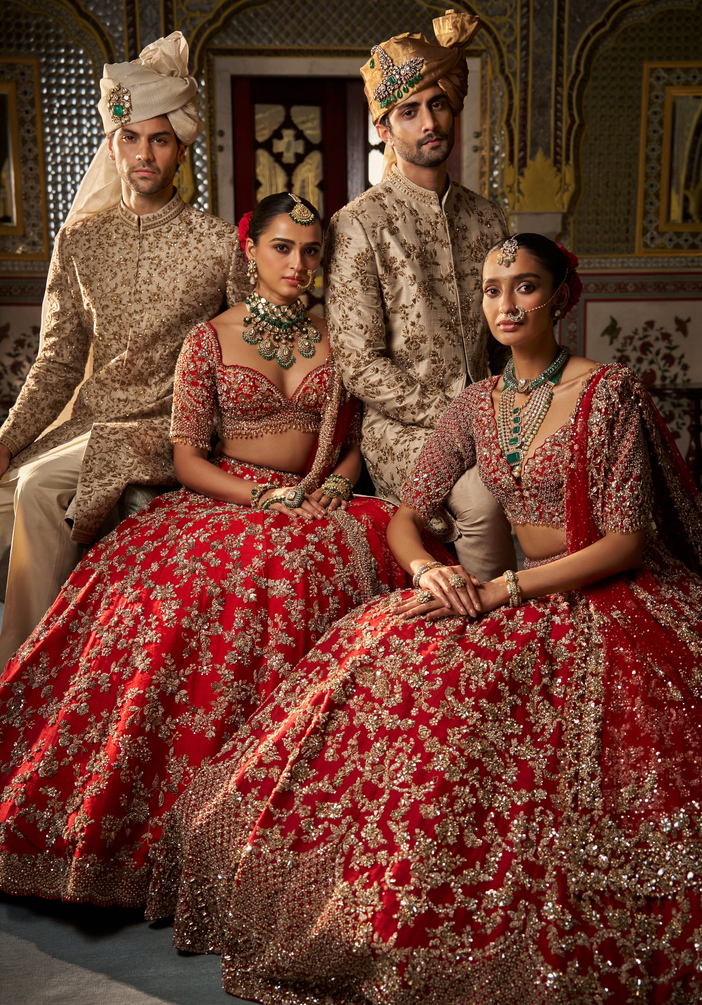 Red Vows Crystal Zardosi Lehenga Set