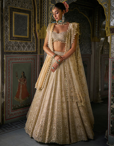 Ivory Gold Vows Pearl Lehenga Set
