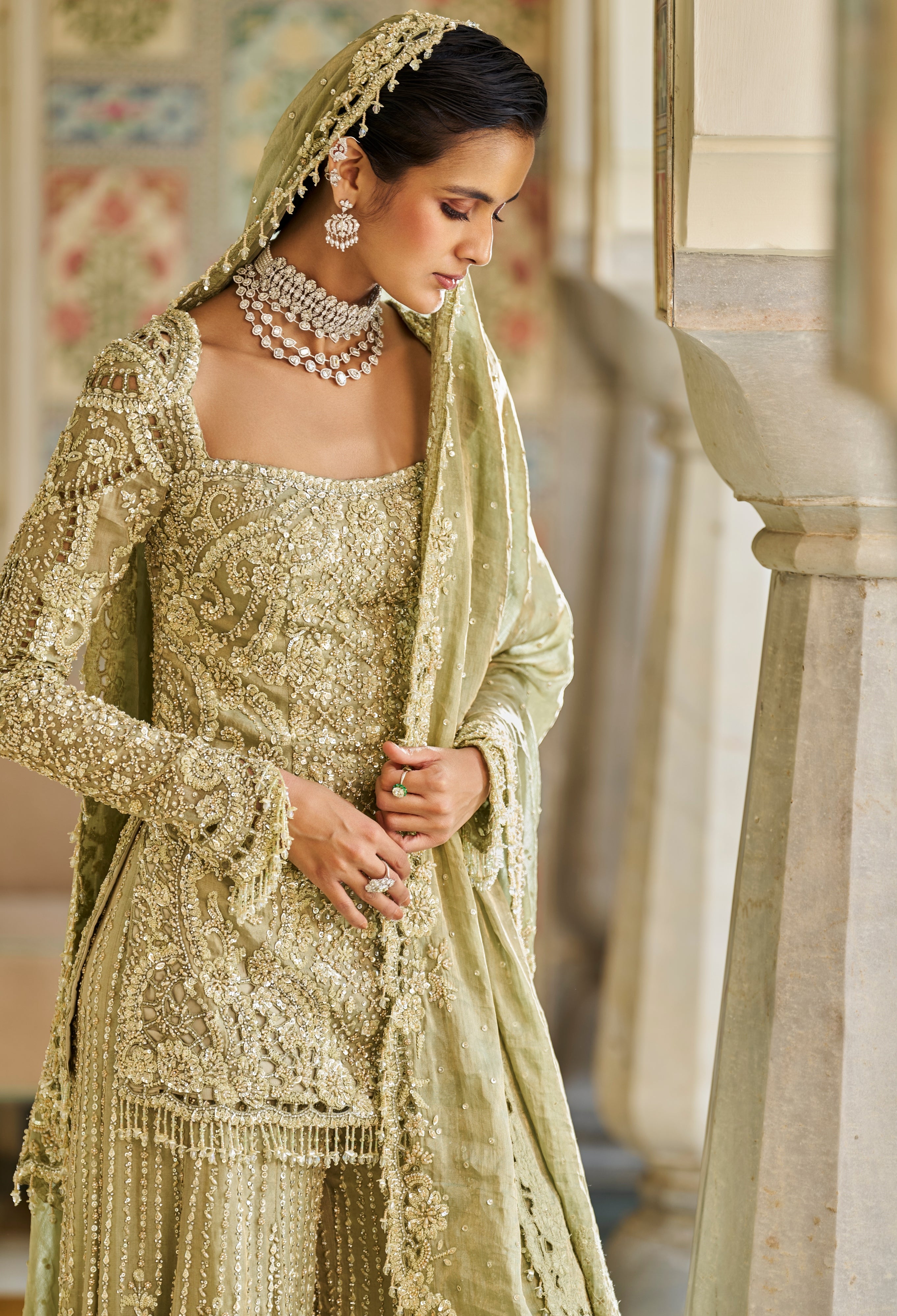 Fiori Sage Green Sharara Set | Seema Gujral XS / CUSTOM SIZE Fiori Sage Green Sharara Set | Seema Gujral XS / CUSTOM SIZE