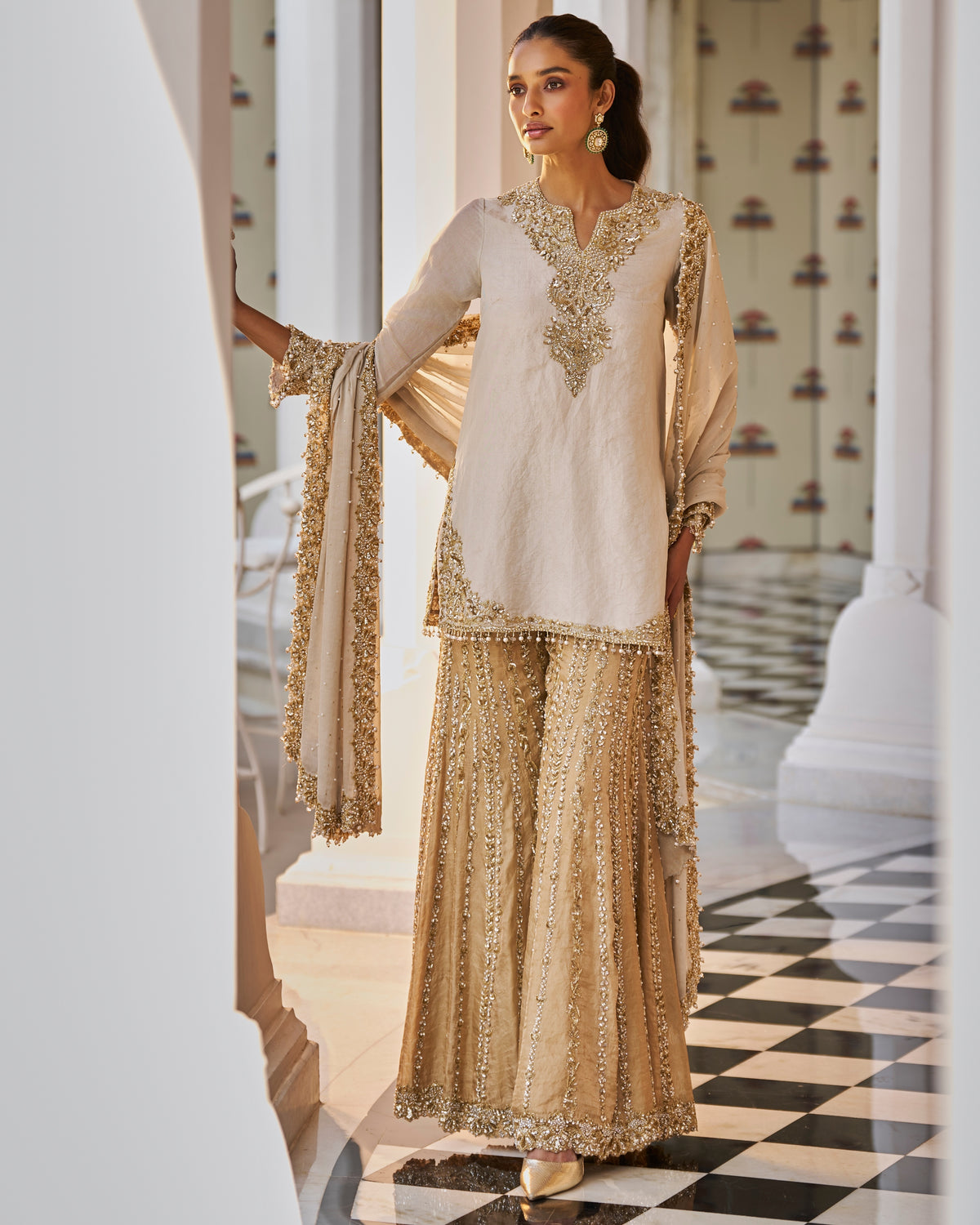 Fiori Silver Gold Sharara Set