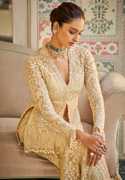 Fiori Nude Paisley Sharara Set