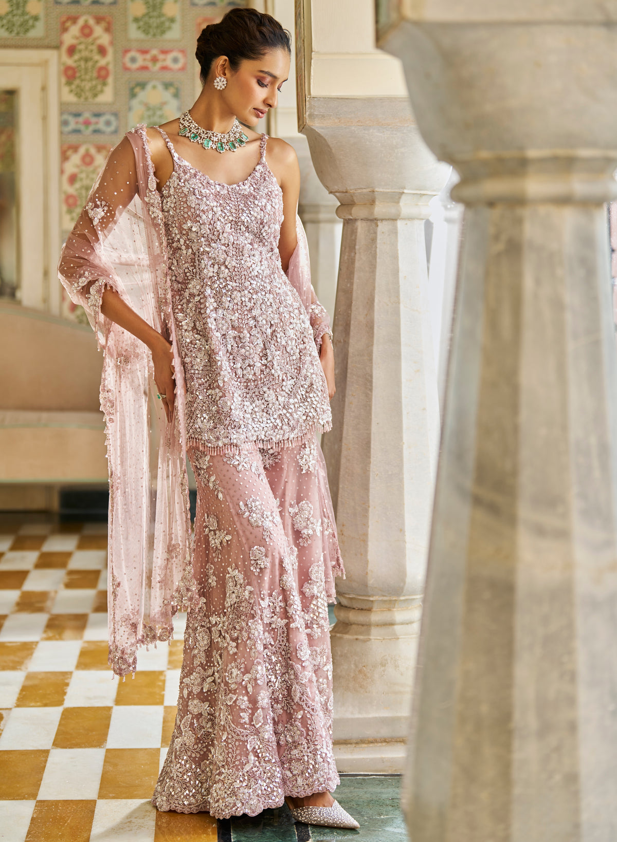 Fiori Mauve Sequin Sharara Set