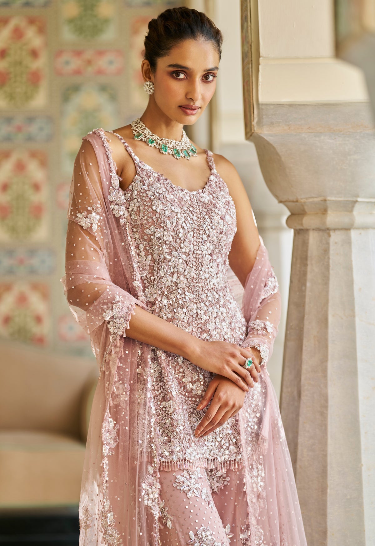 Fiori Mauve Sequin Sharara Set