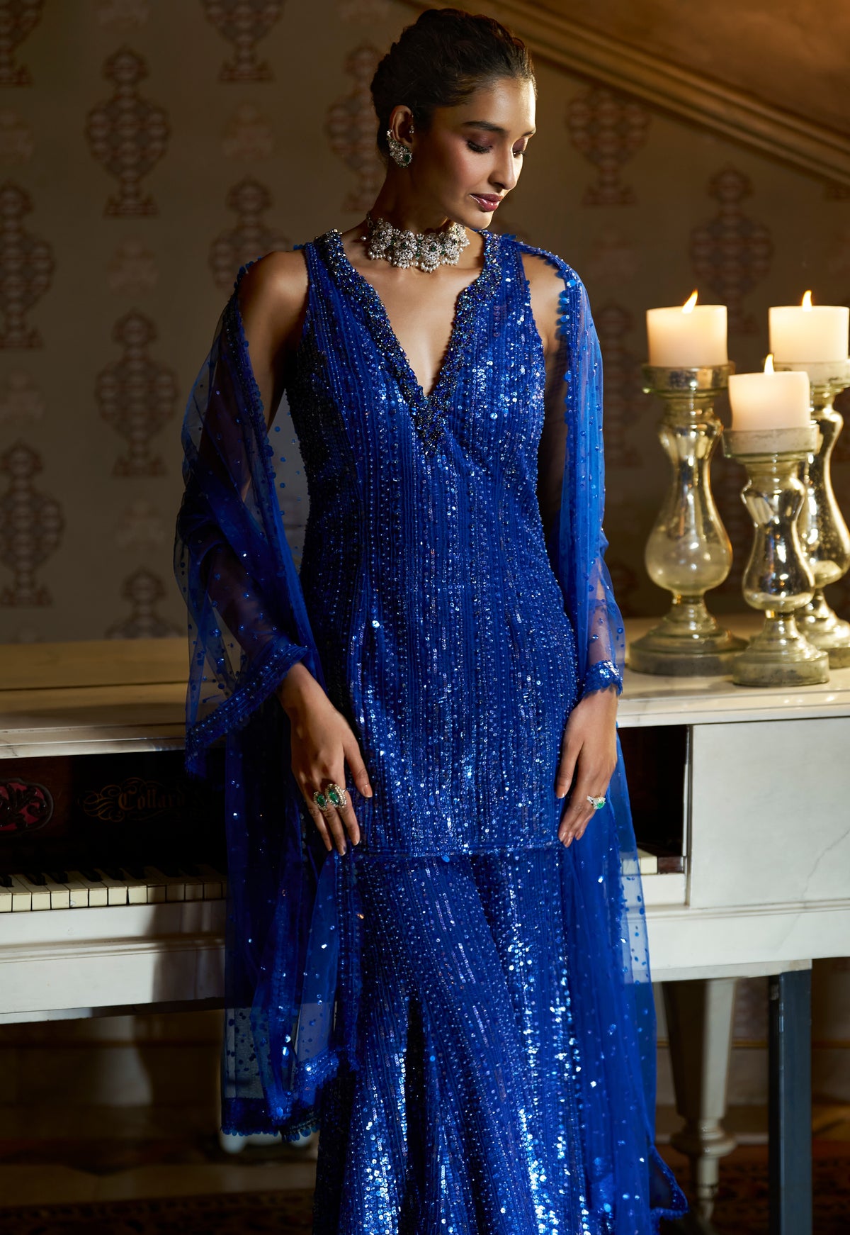 Fiori Electric Blue Sharara Set