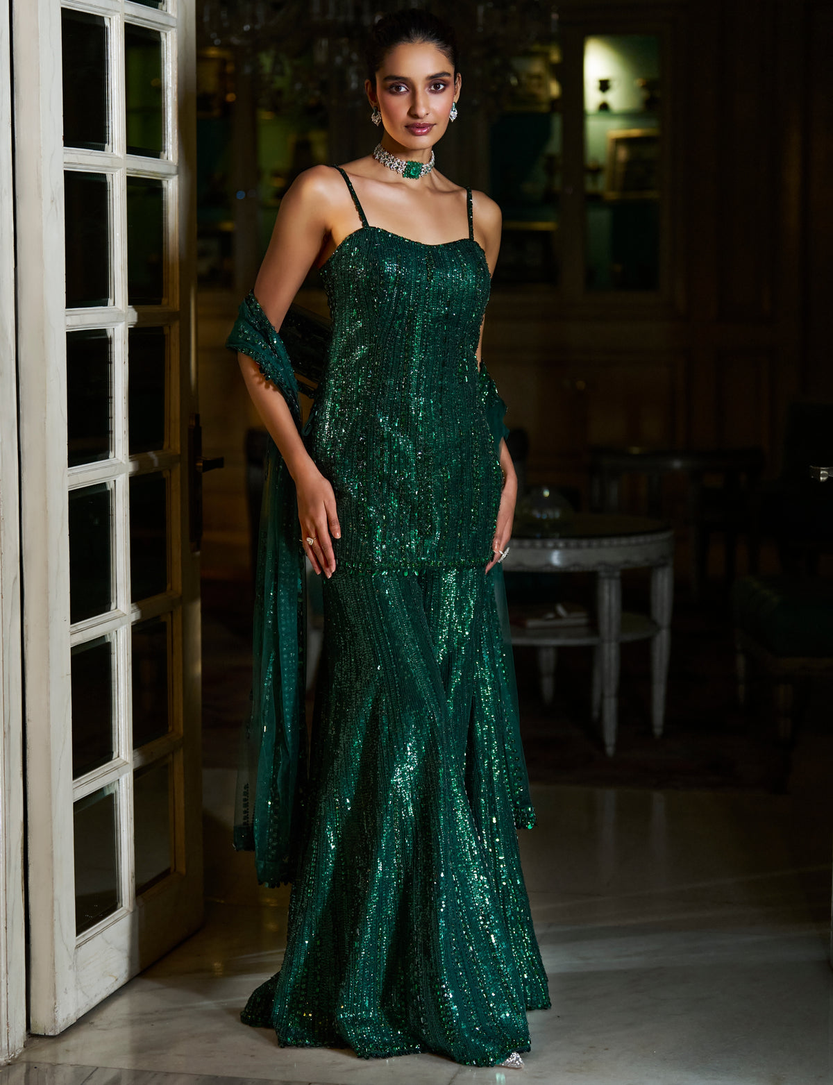 Fiori Emerald Green Sharara Set