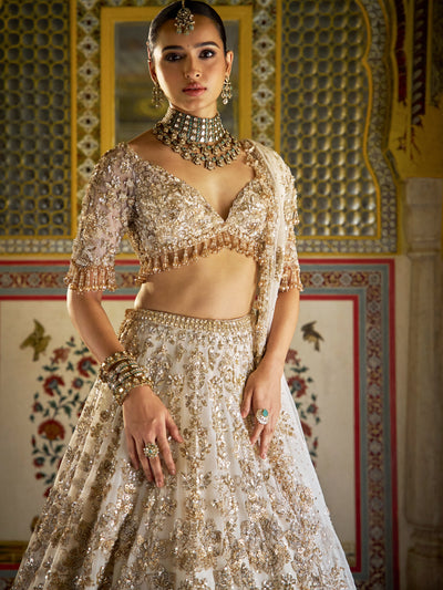 Ivory Gold Vows Floral Lehenga Set