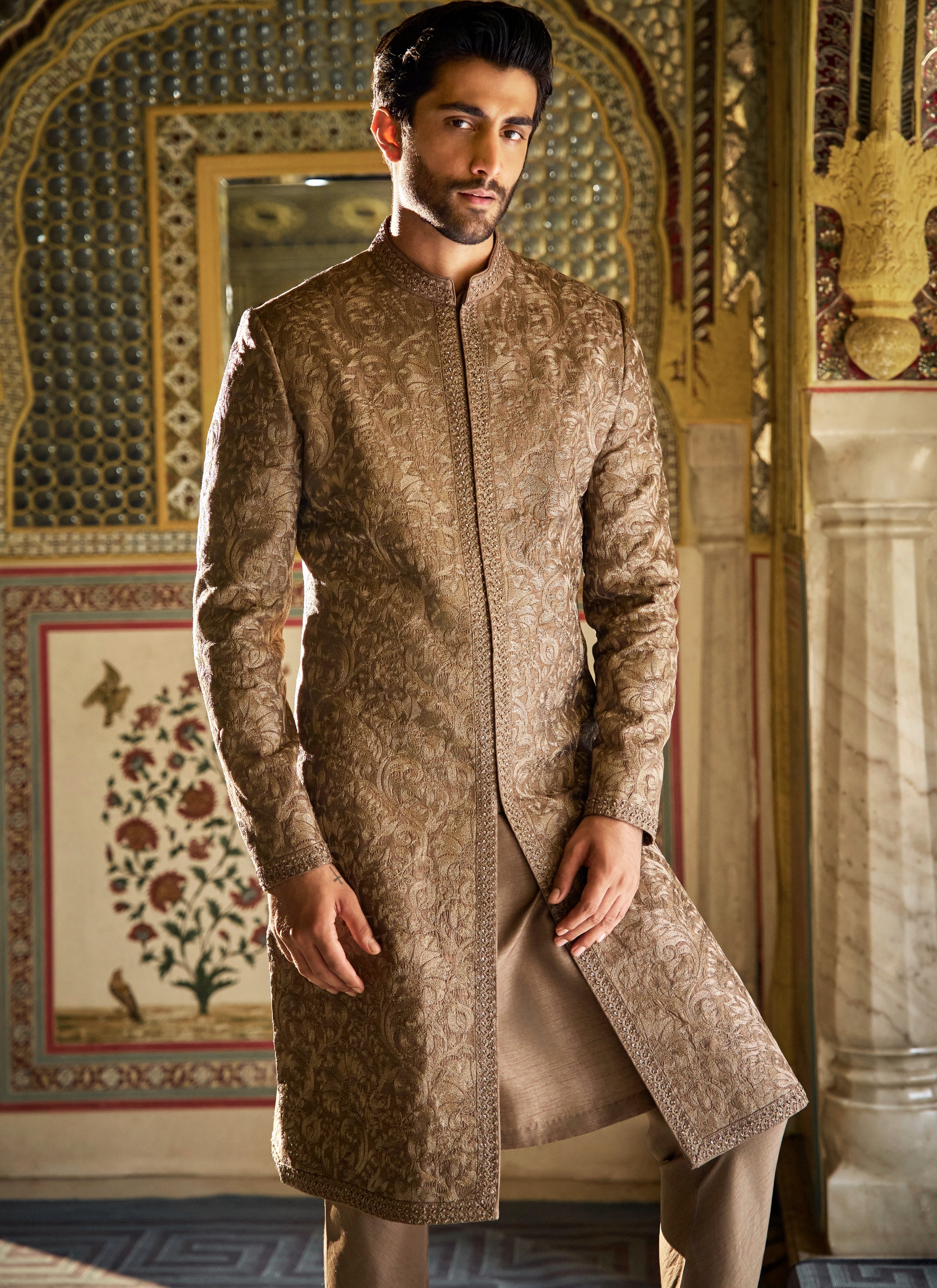 Vows Slate Sherwani Set