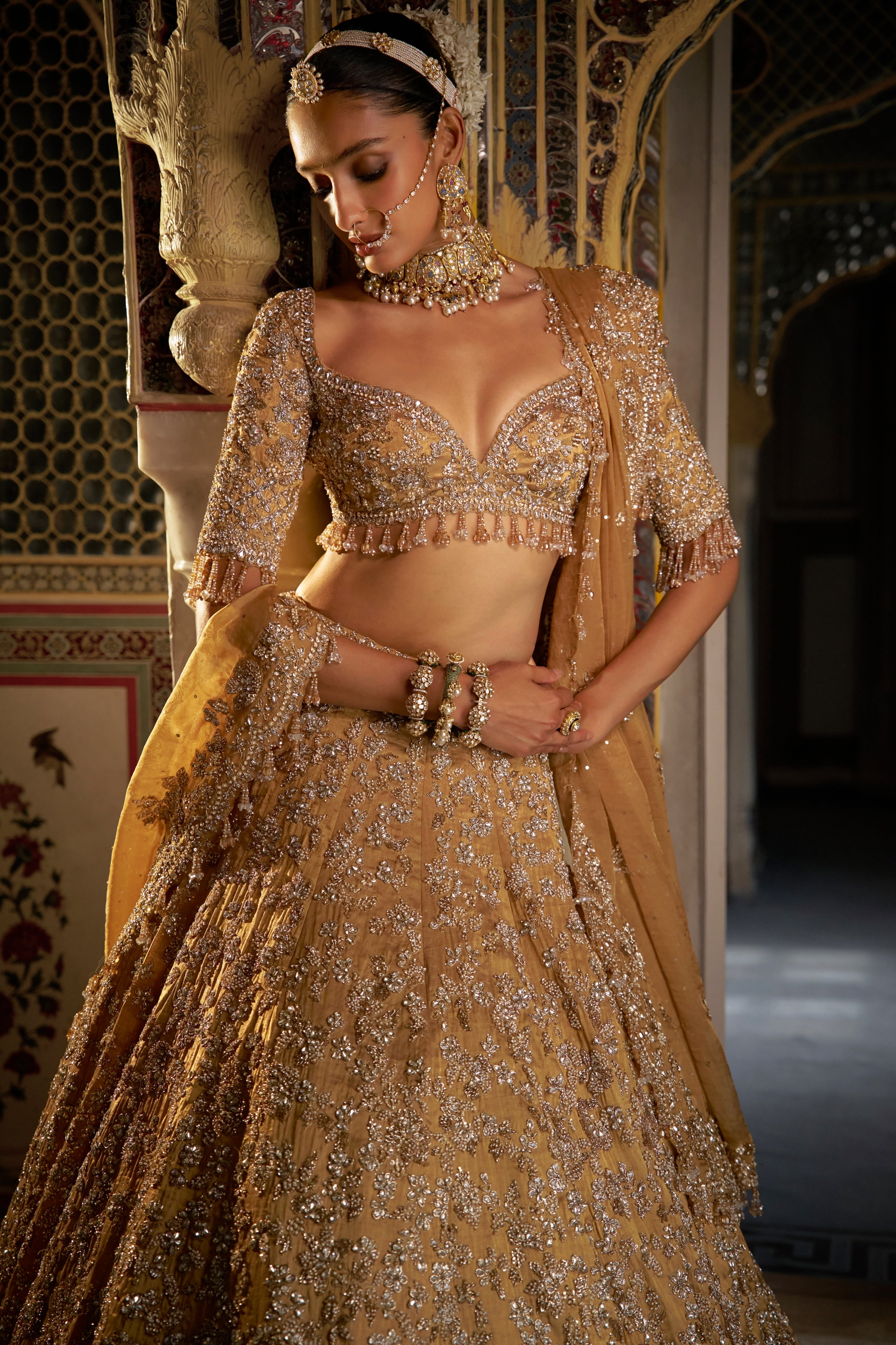 Gold Vows Crystal Lehenga Set