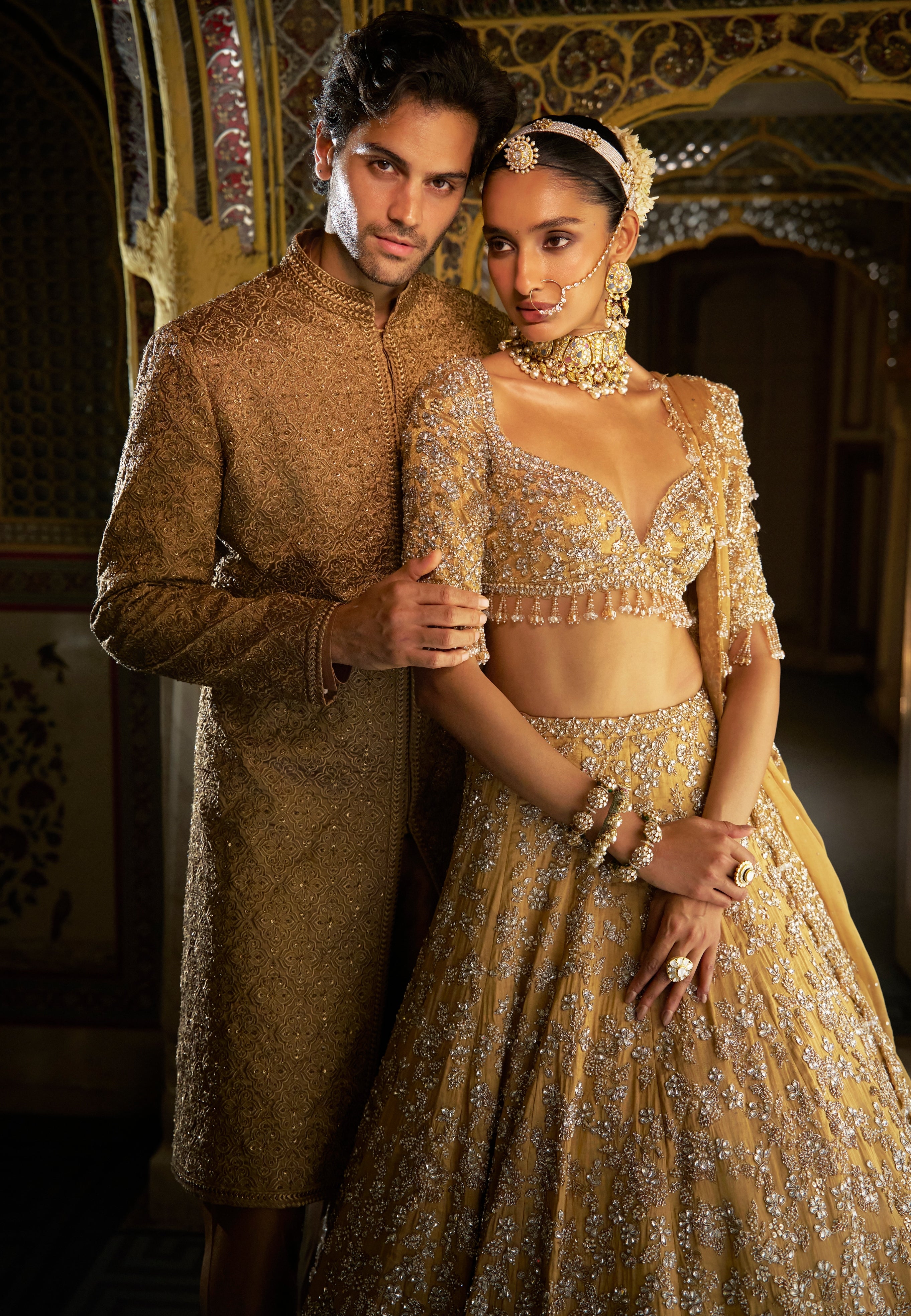 Gold Vows Crystal Lehenga Set