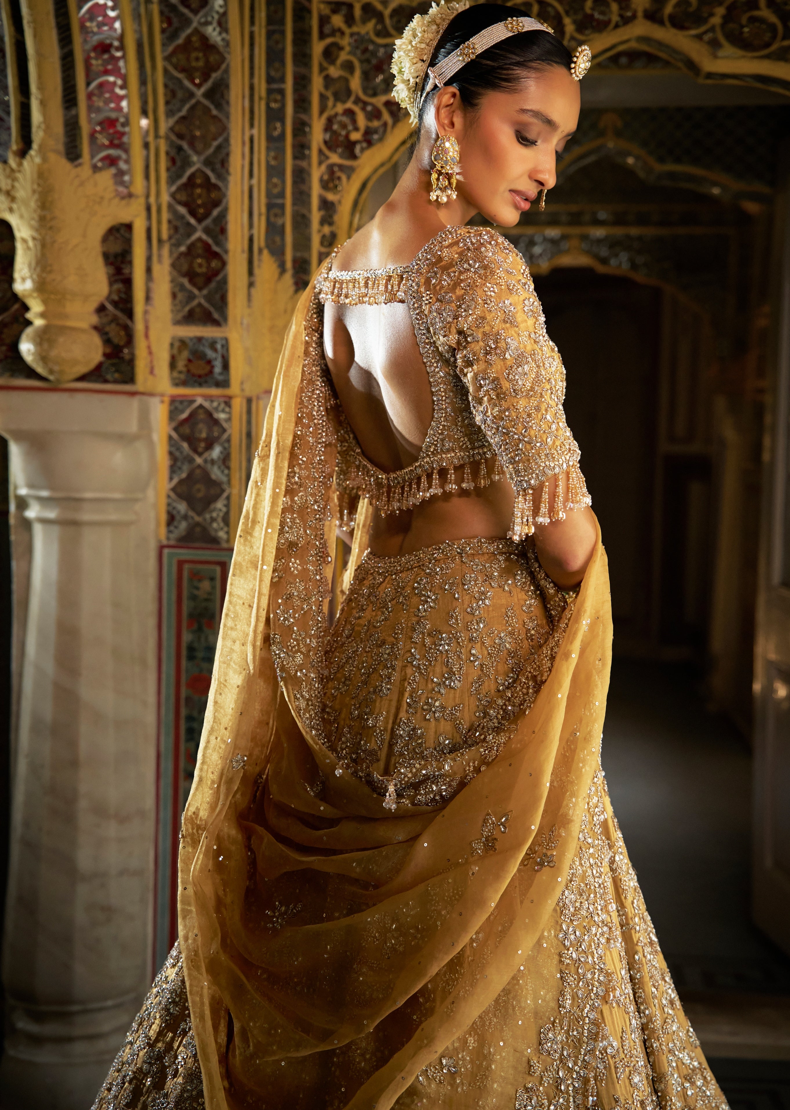 Gold Vows Crystal Lehenga Set