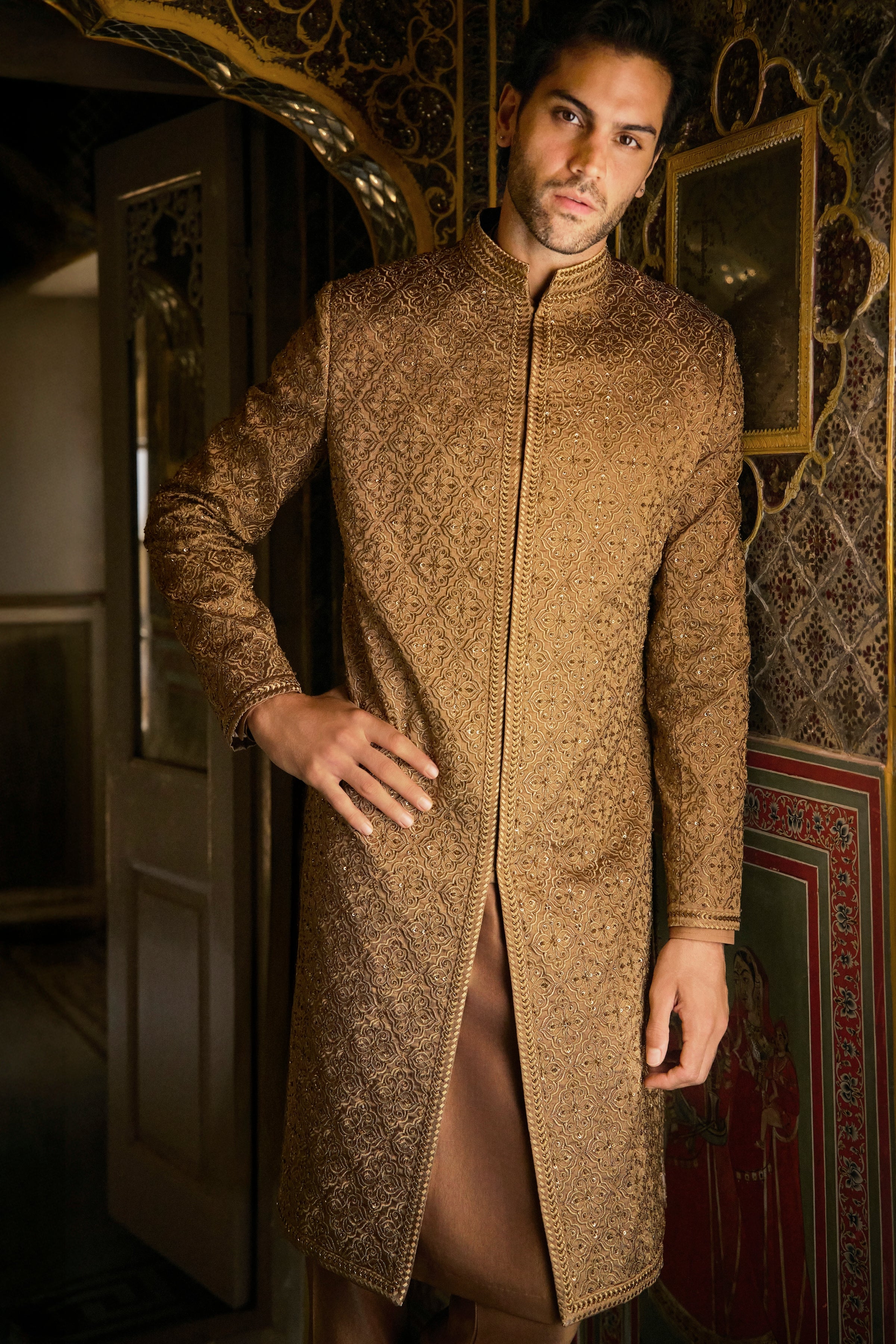 Vows Gold Sherwani Set