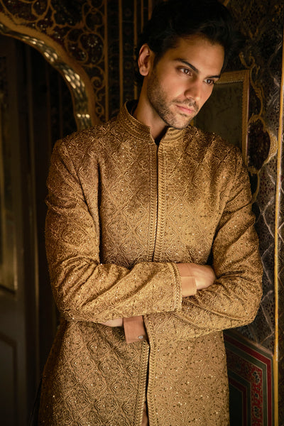 Vows Gold Sherwani Set