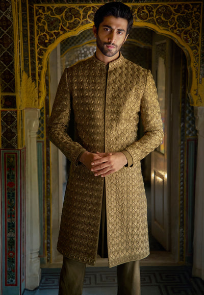 Vows Antique Gold Sherwani Set