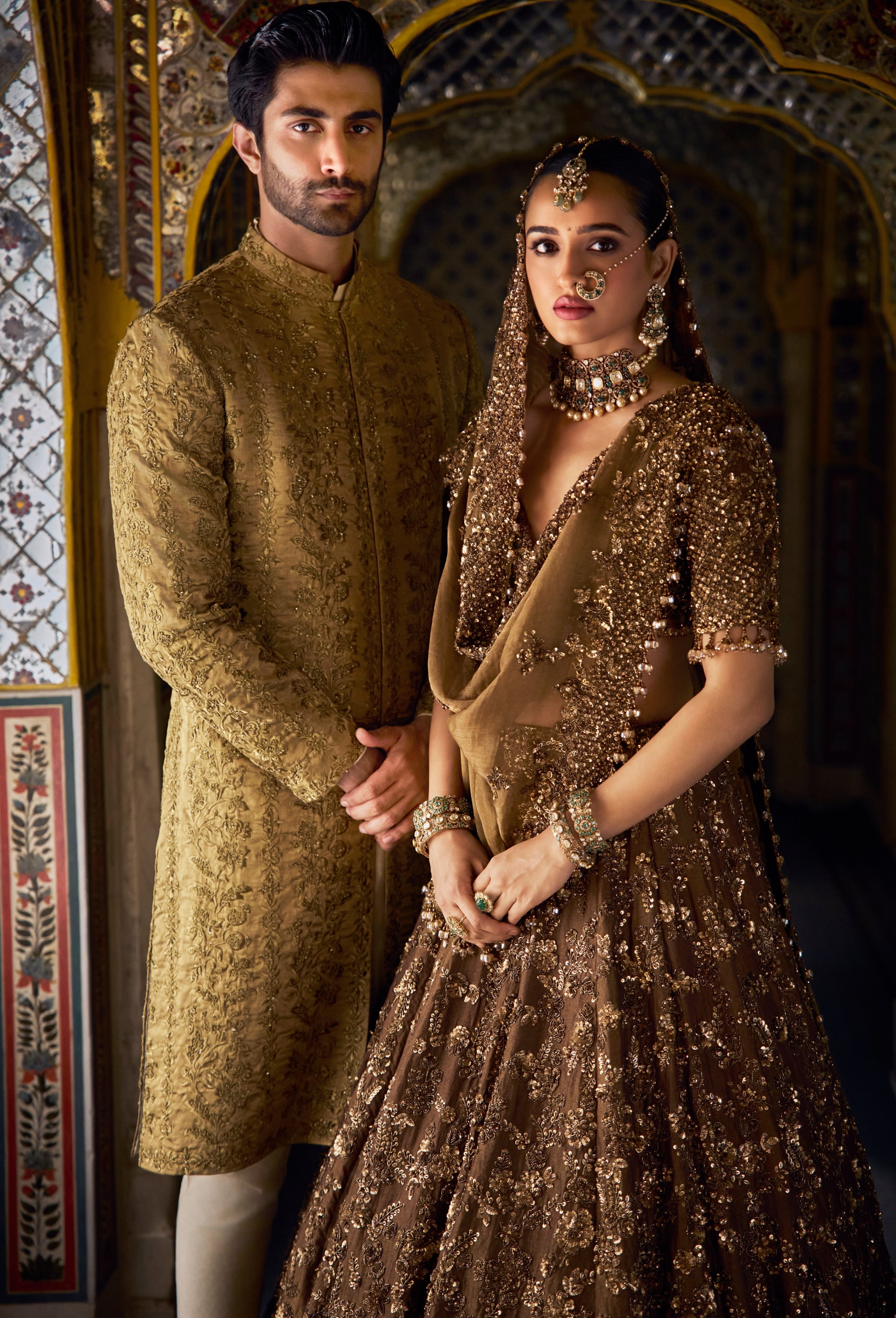 Bronze Vows Tissue Lehenga Set