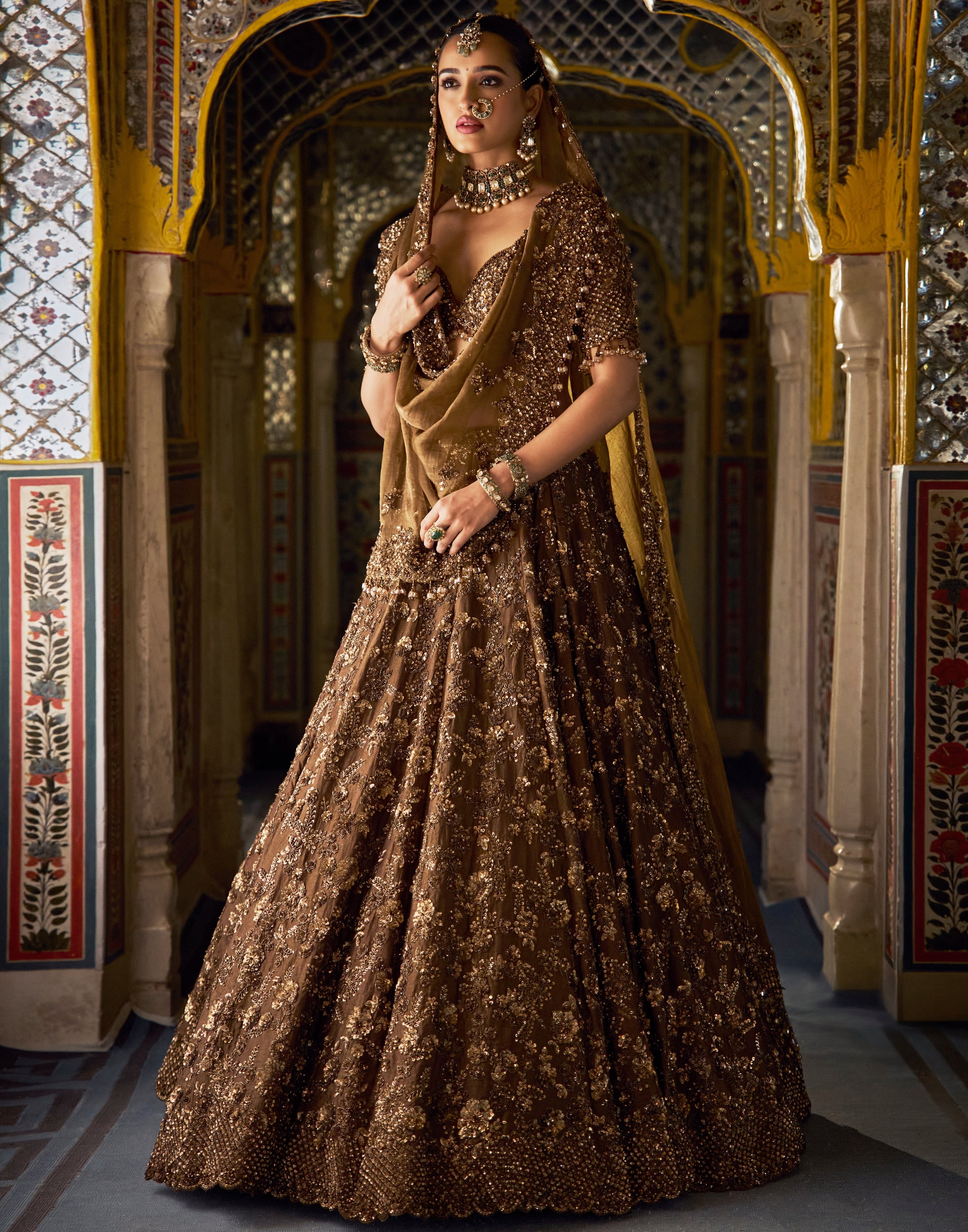 Bronze Vows Tissue Lehenga Set