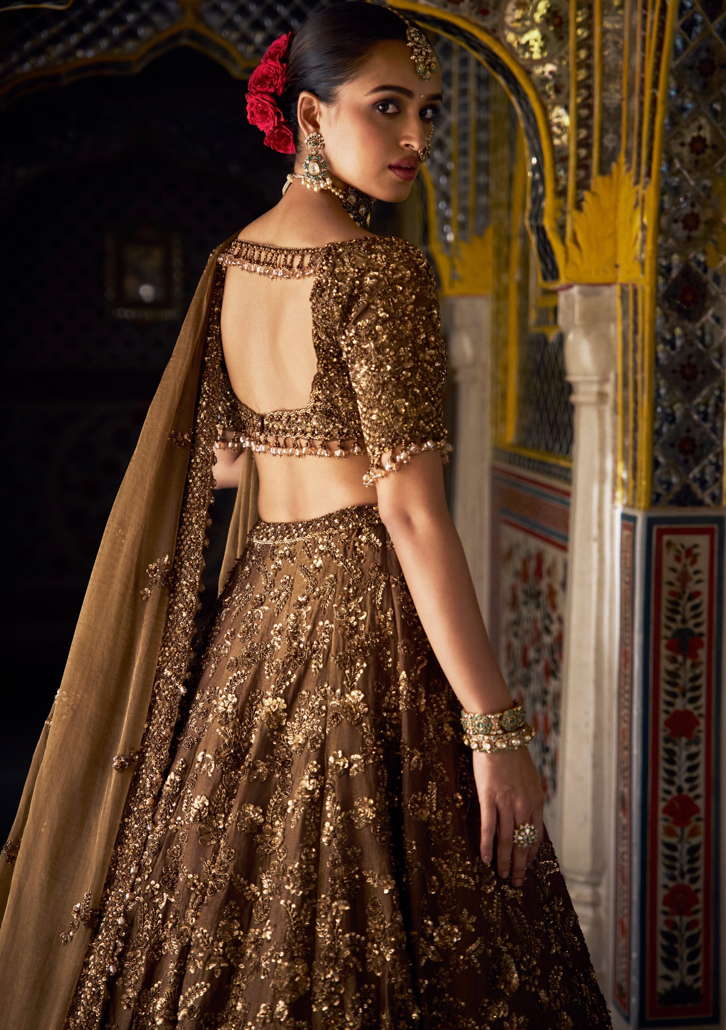Bronze Vows Tissue Lehenga Set