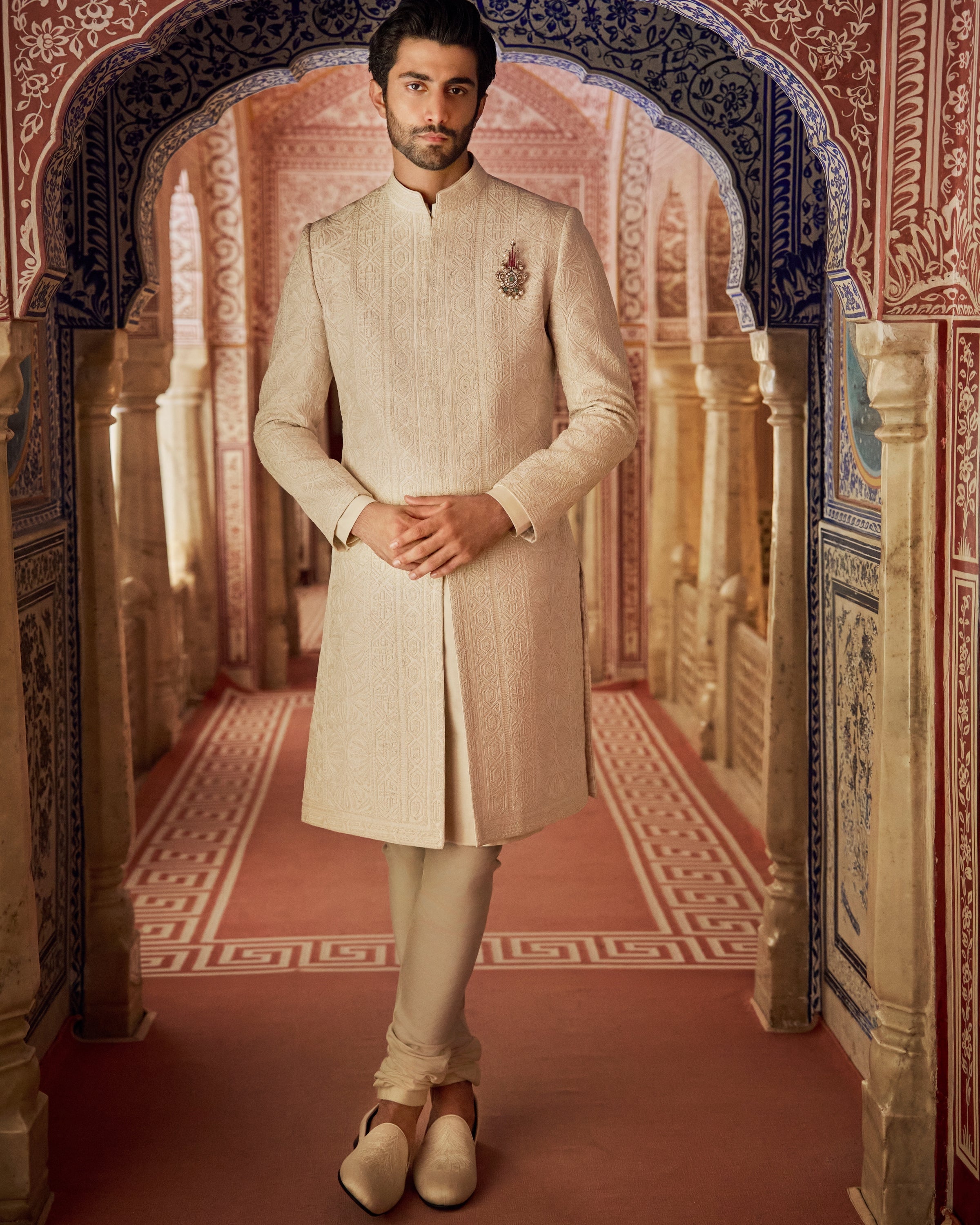 Vows Champagne Gold Sherwani Set