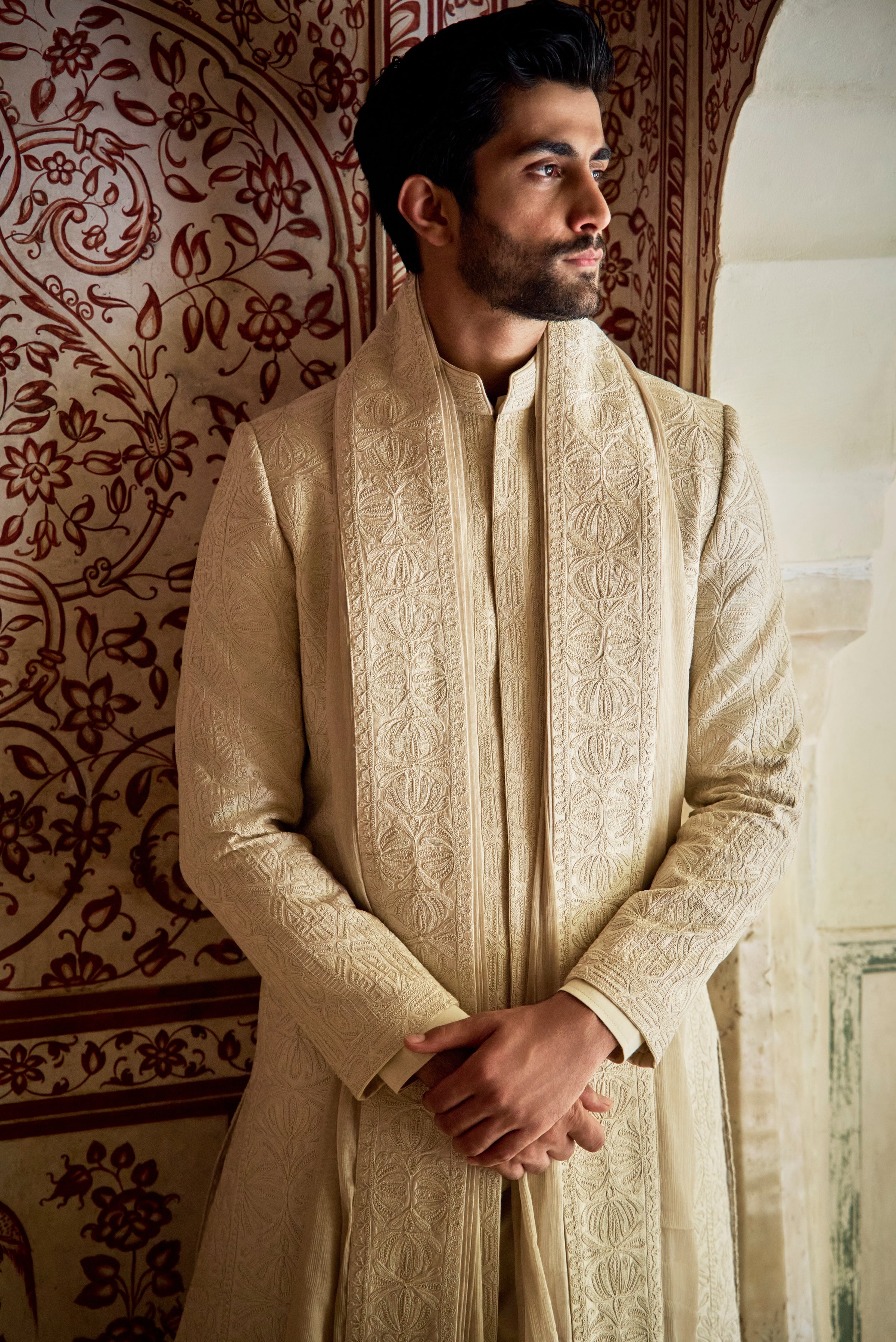 Vows Champagne Gold Sherwani Set