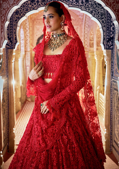 Red Vows Lehenga Set