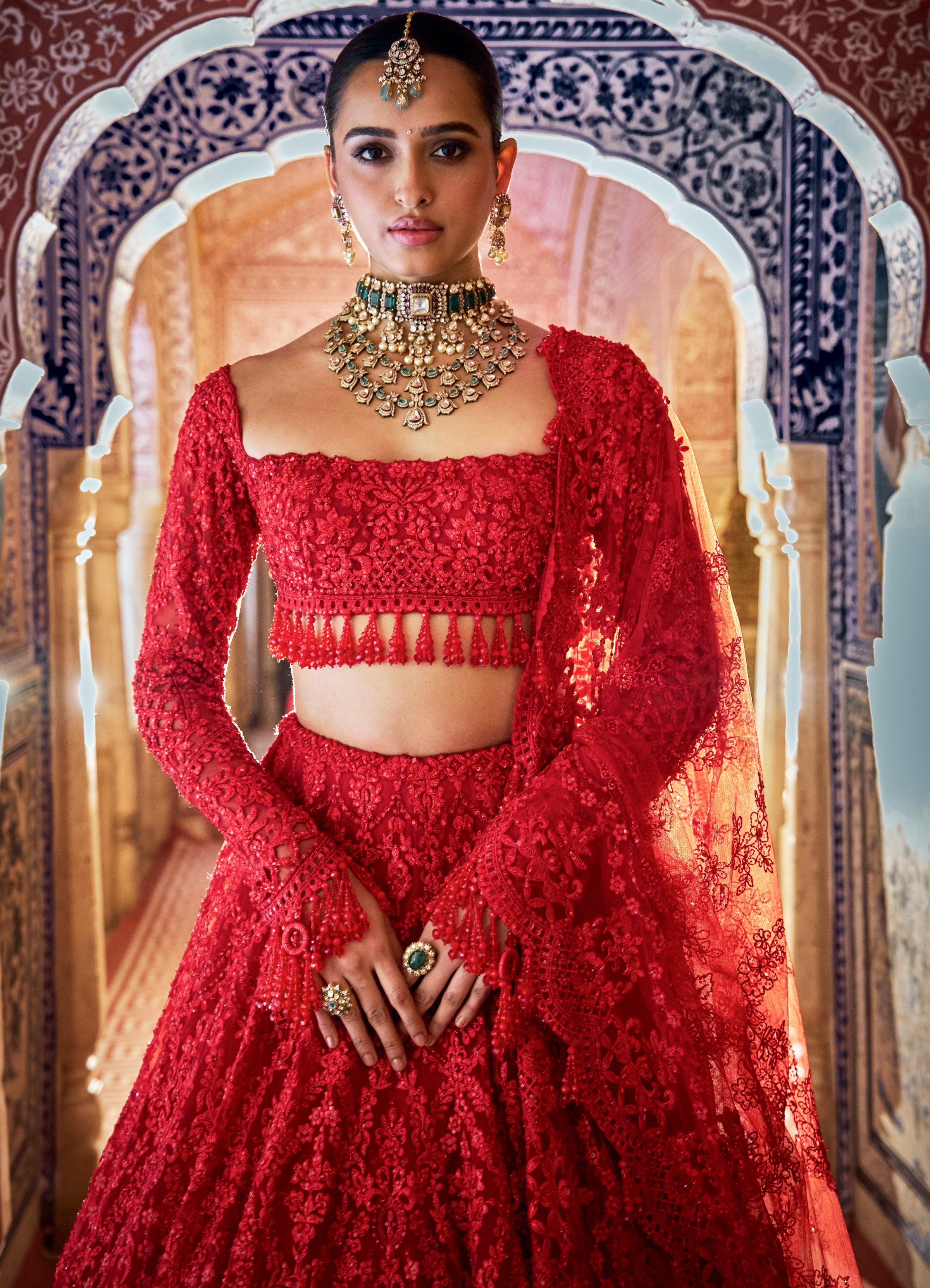 Red Vows Lehenga Set